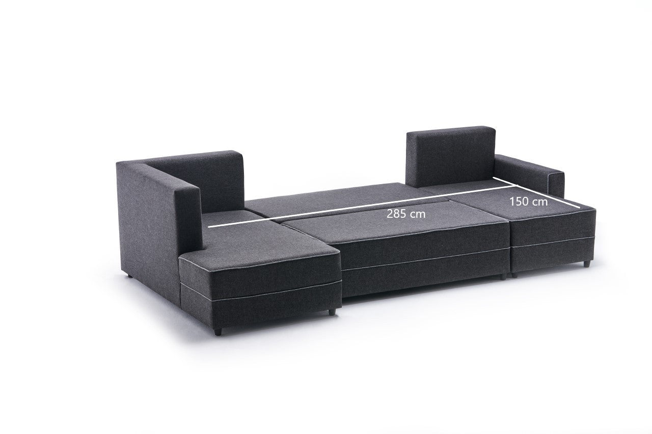 Ece Panoramik - Anthracite Corner Sofa-Bed