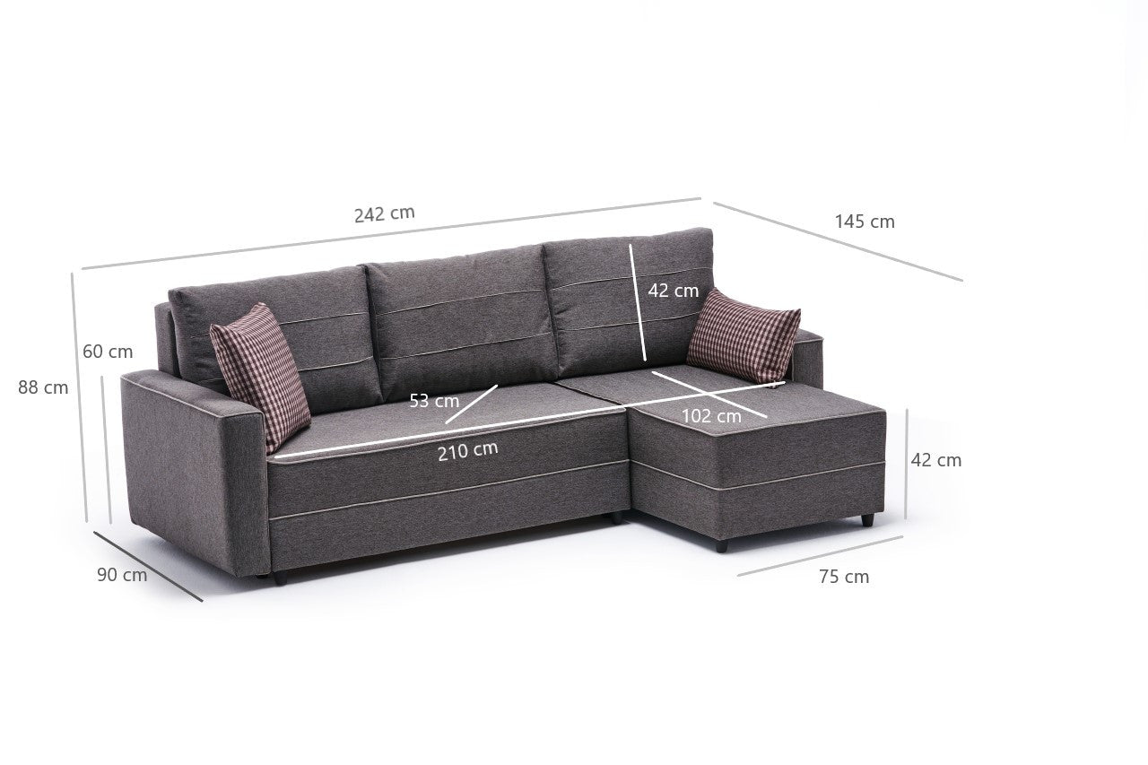 Ece Right - Brun Hörnssoffbed