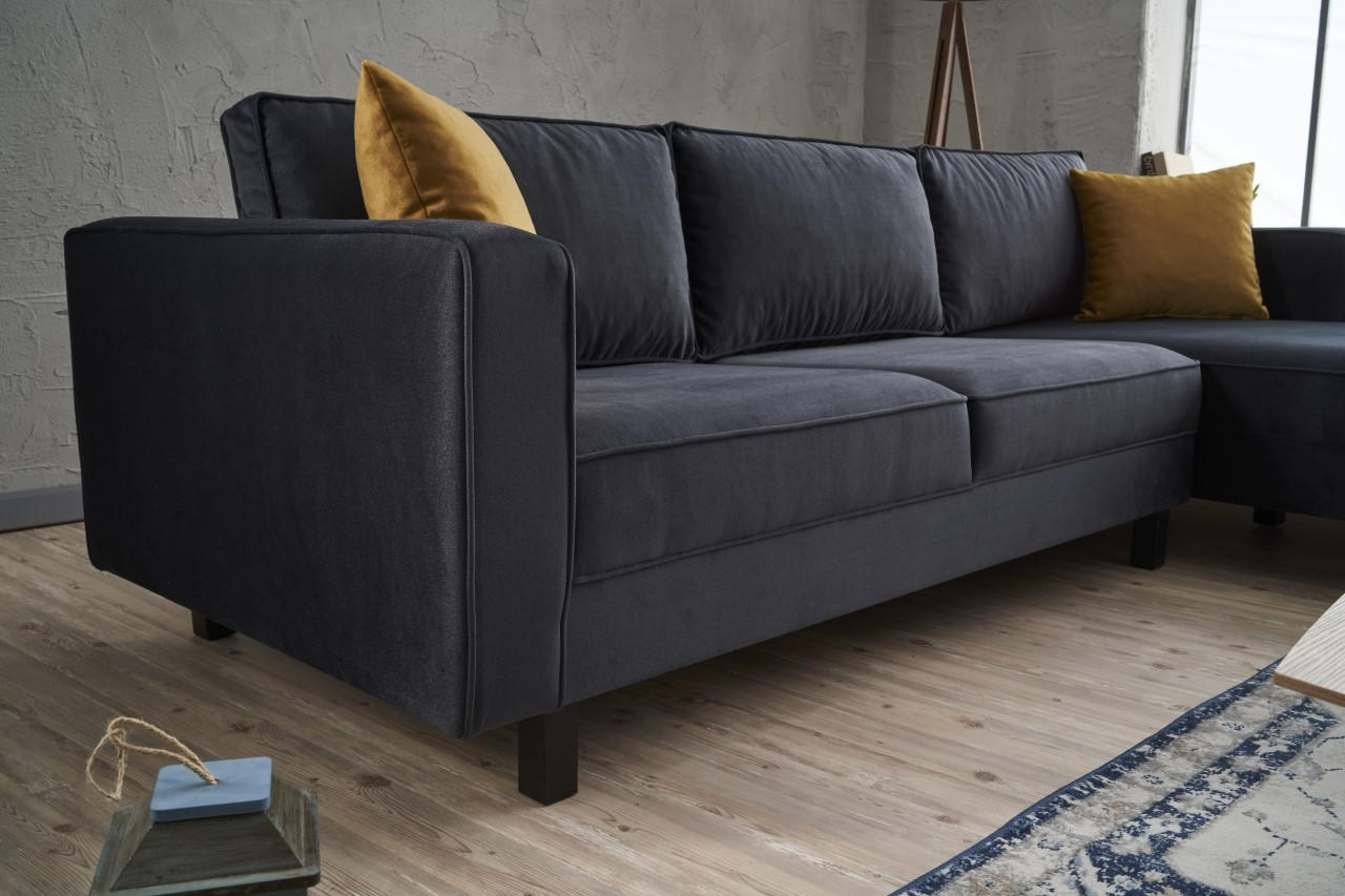 Kale Velvet Right - Anthracite Corner Sofa