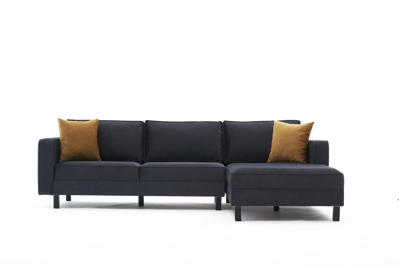 Kale Velvet Right - Anthracite Corner Sofa
