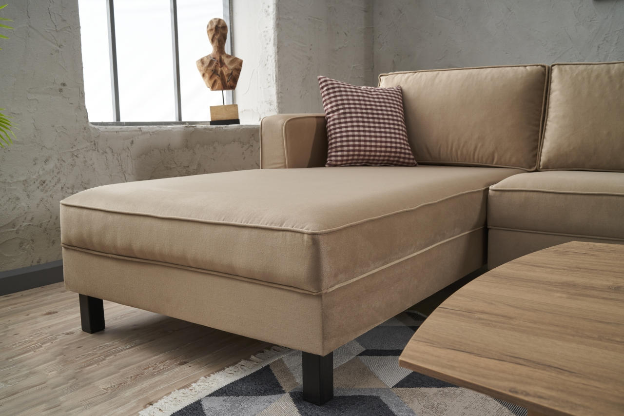 Kale Velvet Left - Cream Corner Sofa