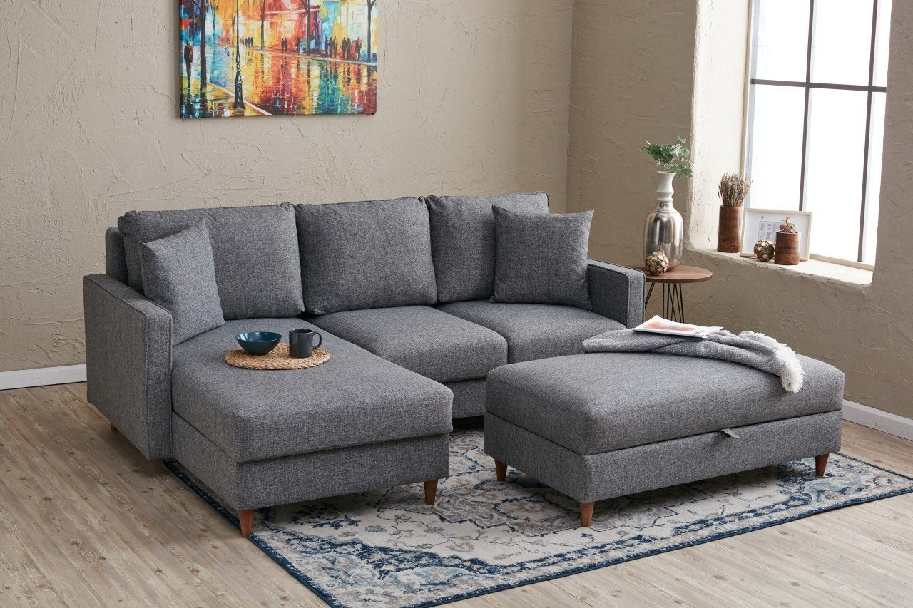 Eva Left - Grey Corner Sofa