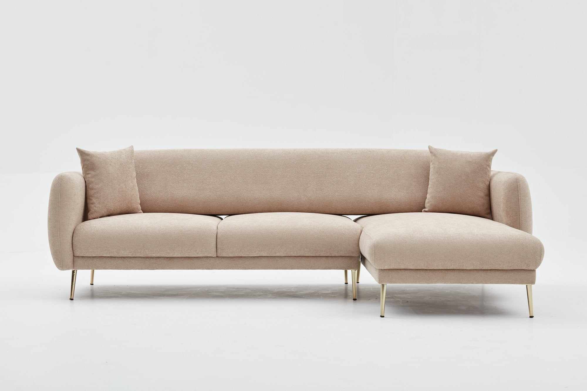 Simena Right - Beige Hörnsoffa-Säng