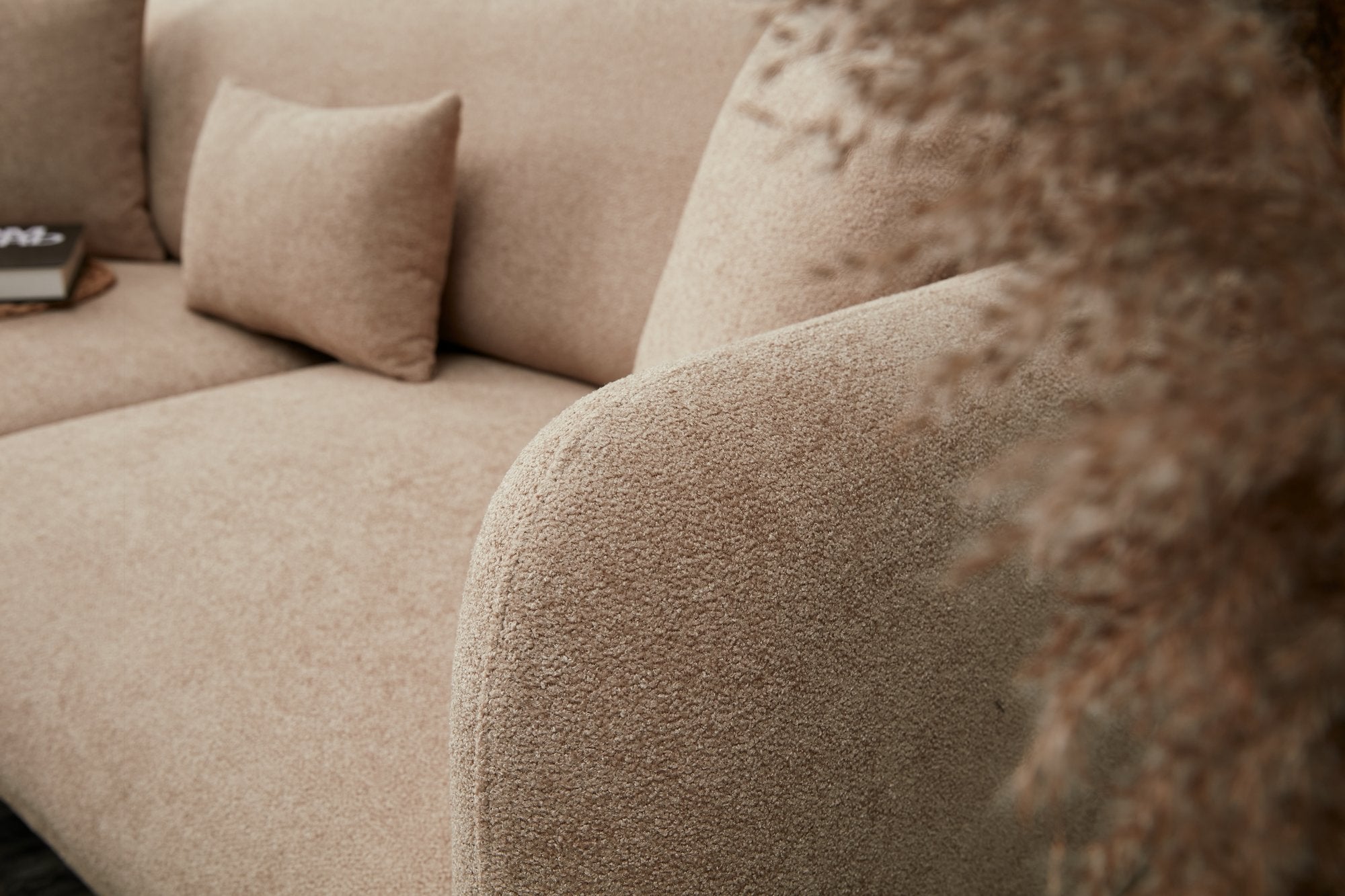 Simena Right - Beige Hörnsoffa-Säng