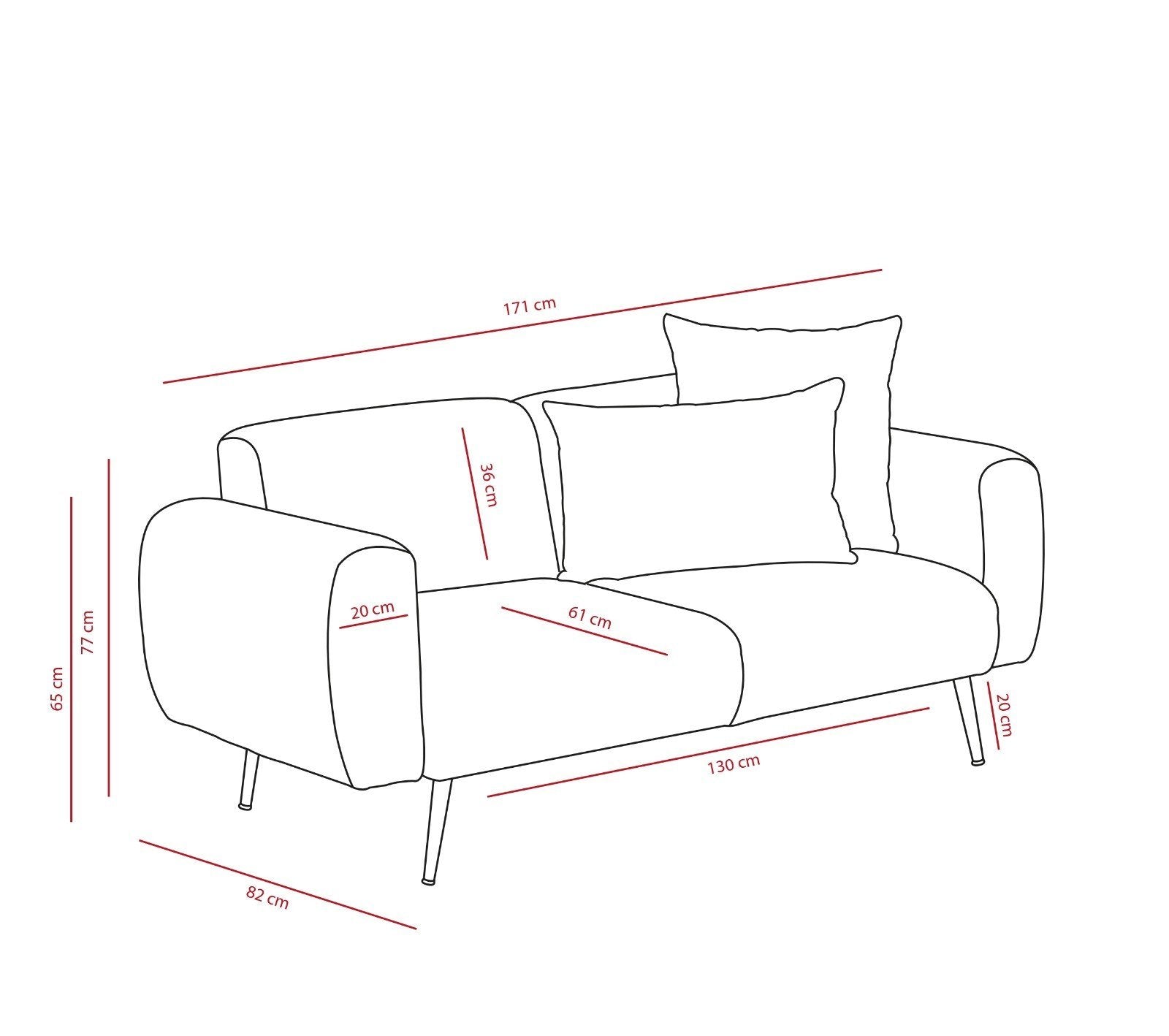Side - Antracit 2-Sits Soffa