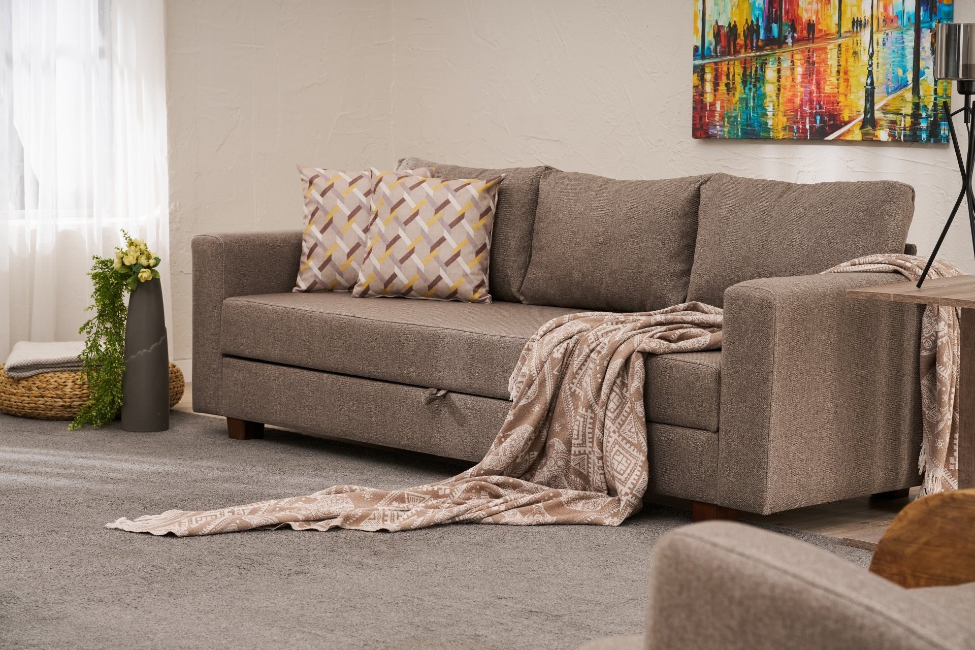 Aly Arzilla - Brun 3-sits Soffbed