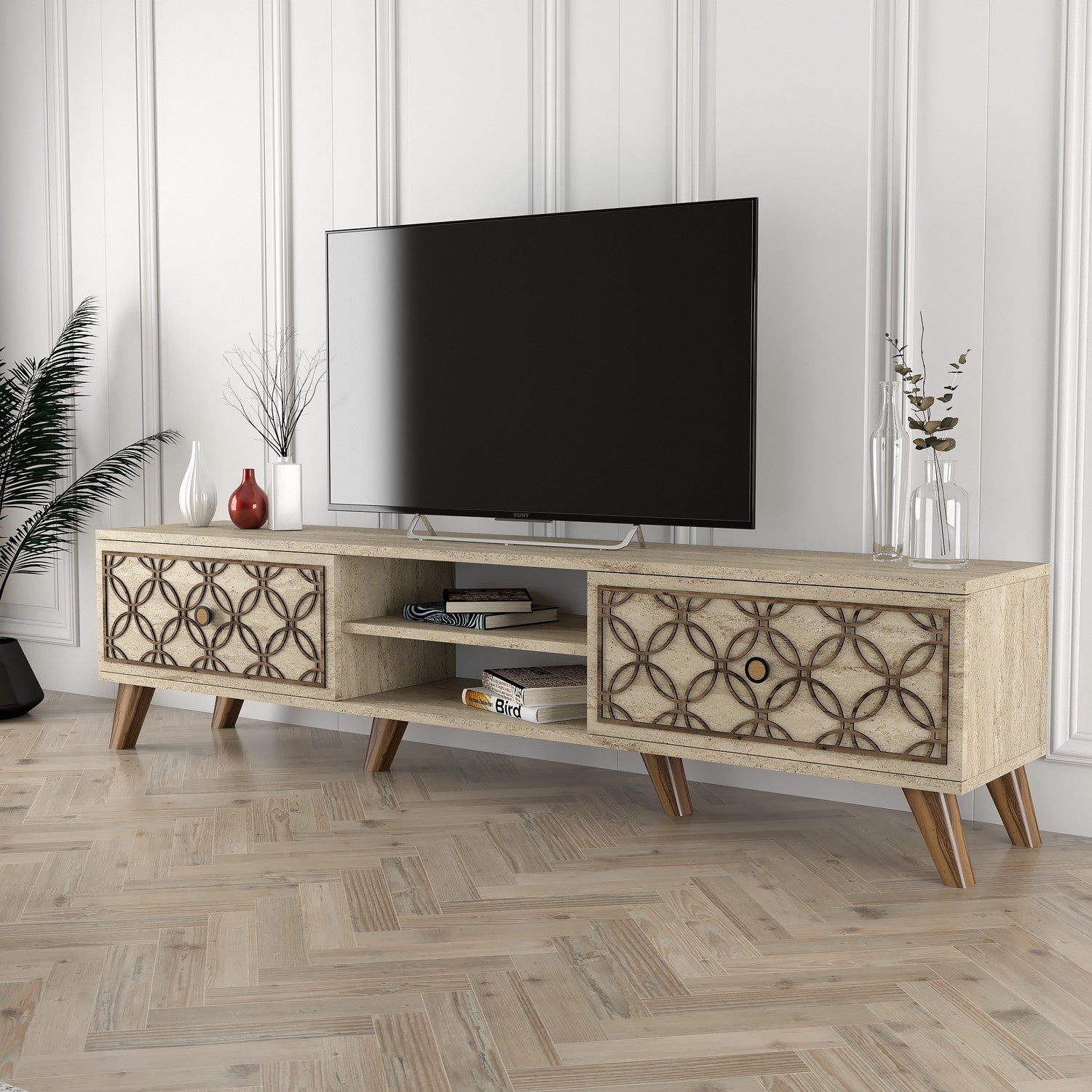 Class - Travertin TV-Bänk