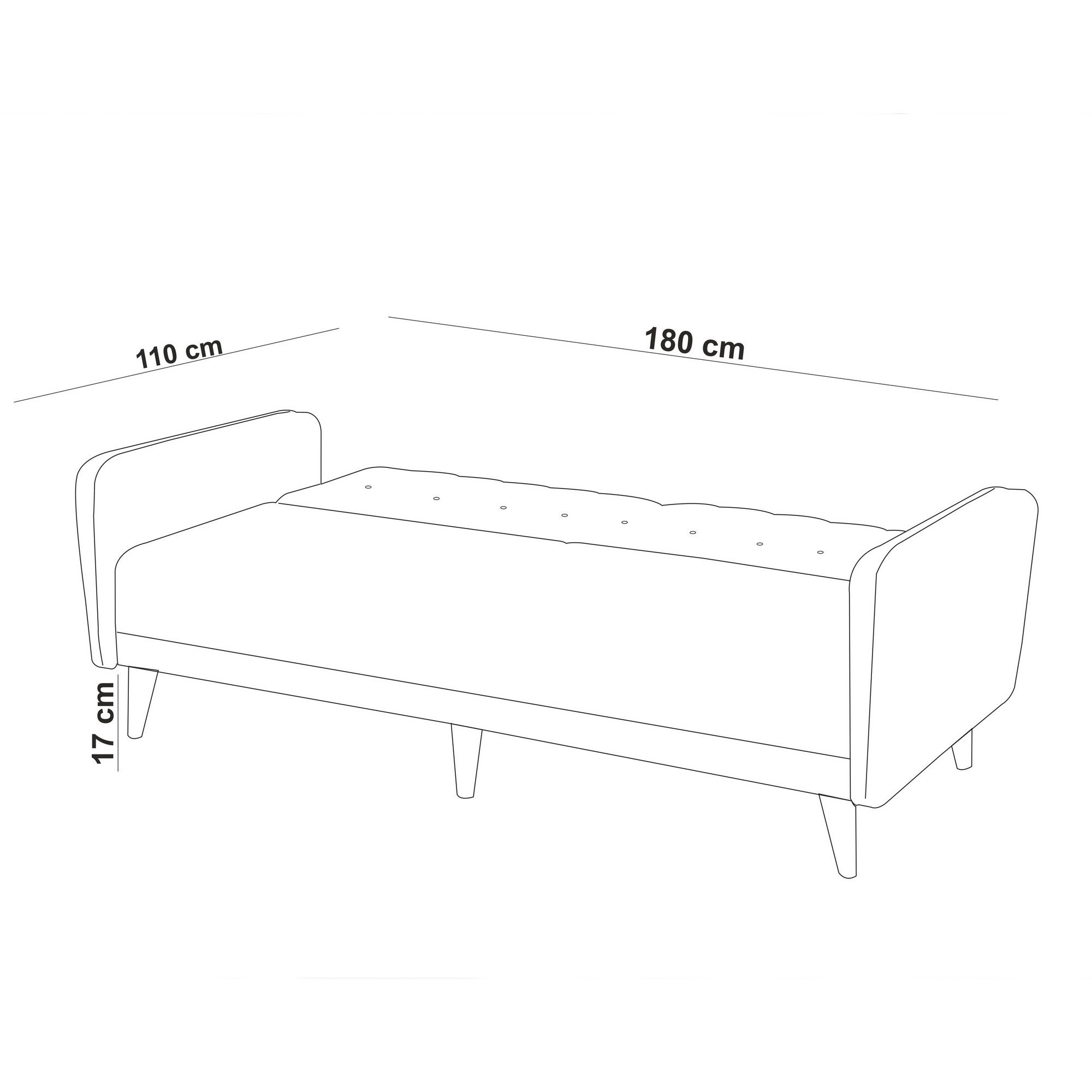 Aria - Grå 3-Sits Soffa-Bädd