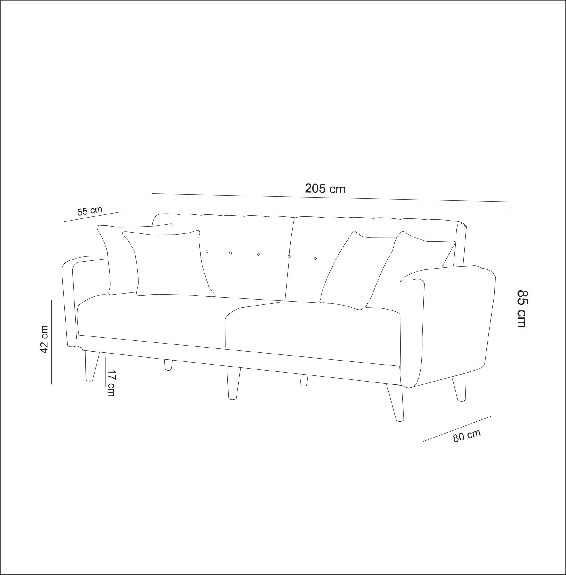 Aria - Mörkblå 3-Sits Soffa-Bädd