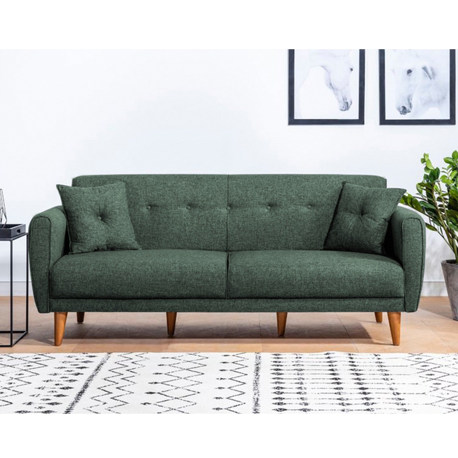 Aria - Grön 3-Sits Soffa-Bädd