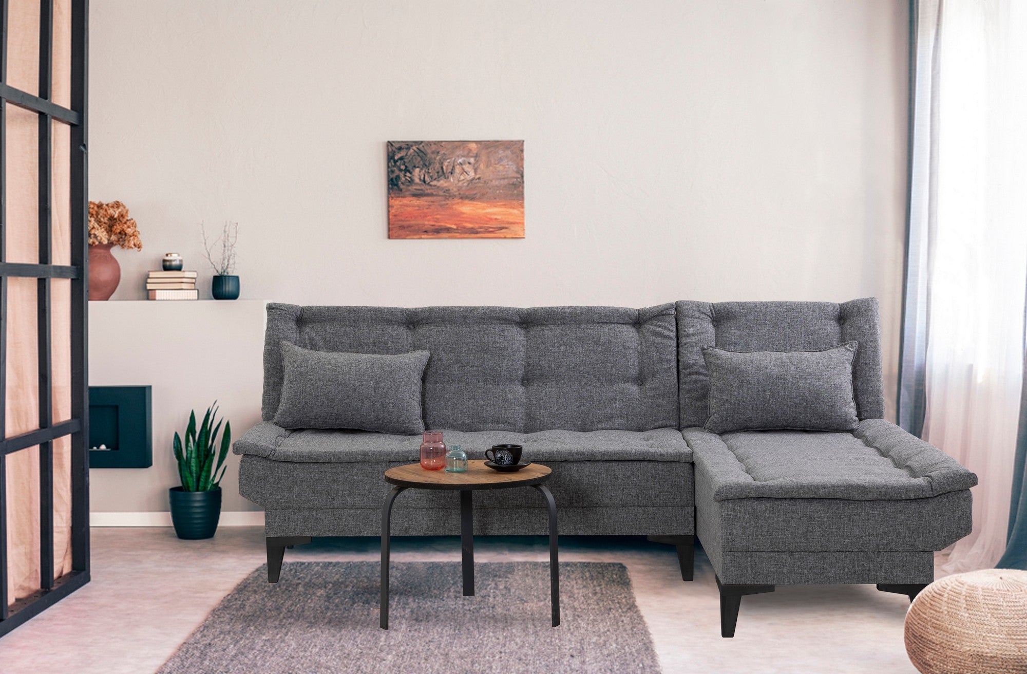 Santo-S - Mörkgrå Hörnsängsoffa
