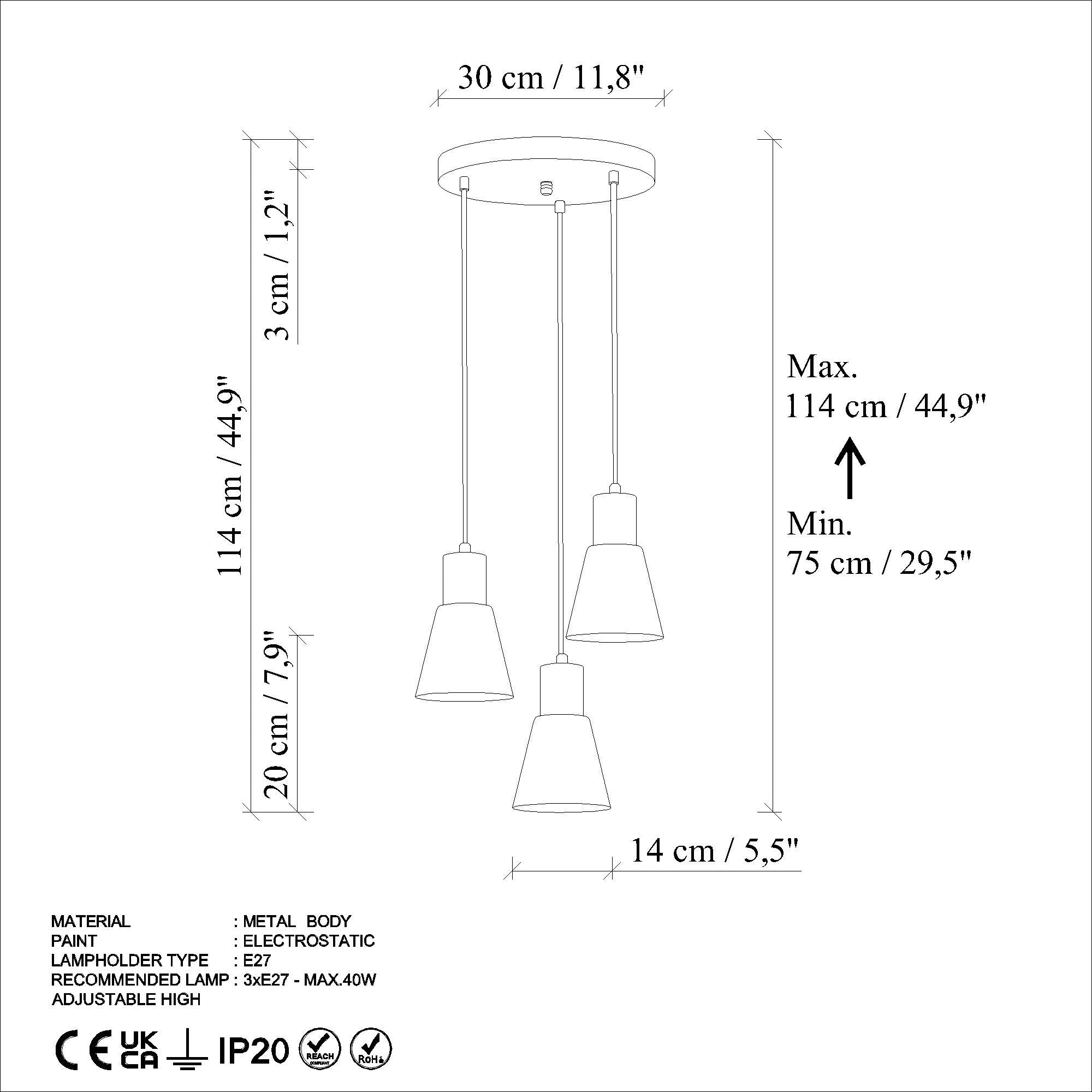 Konikkem - 6357 - 3 - Orange Chandelier