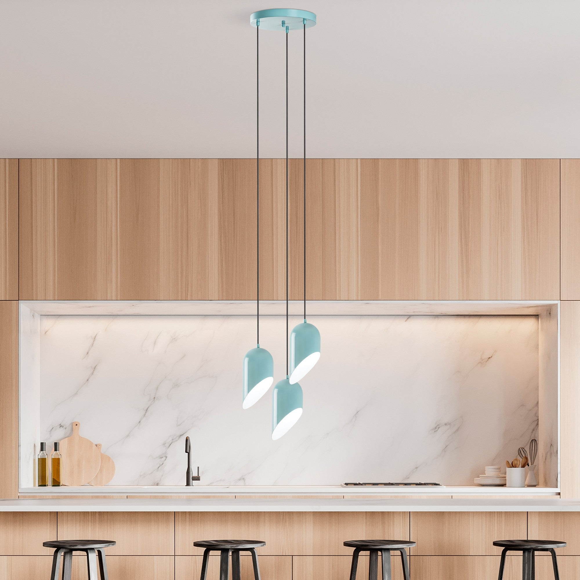 Kesik - 6176 - 3 - Turquoise Chandelier