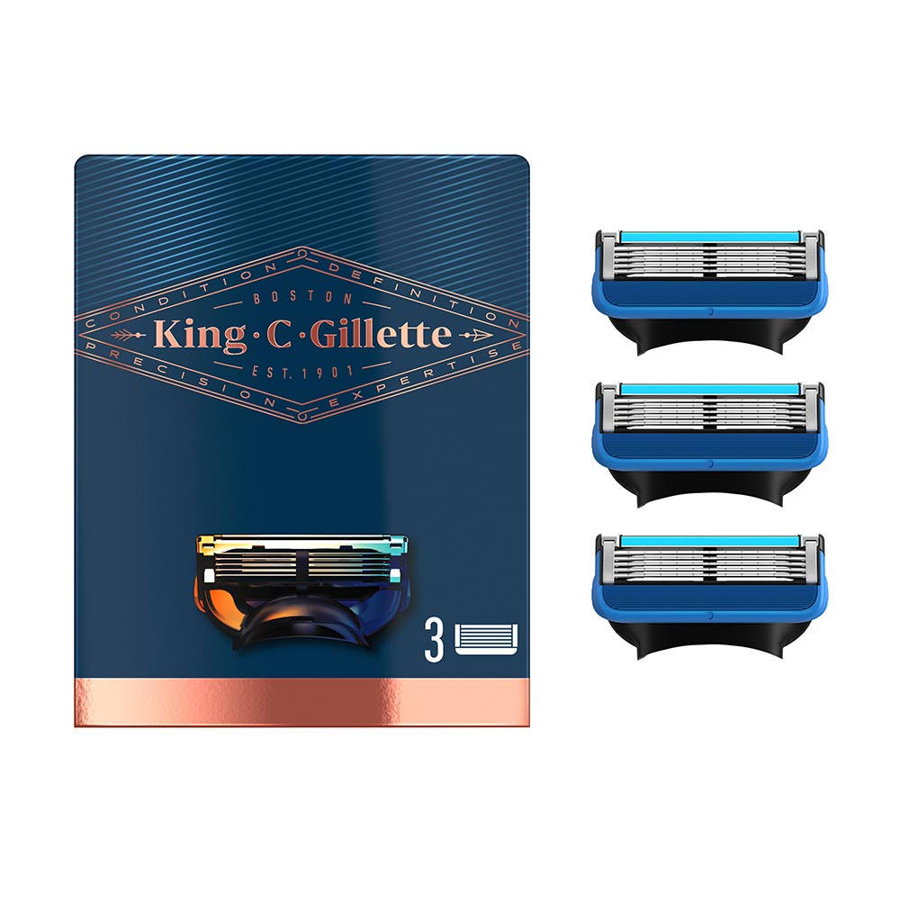 Gillette GILLETTE KING shave & edging razor blades x 3 cartridges