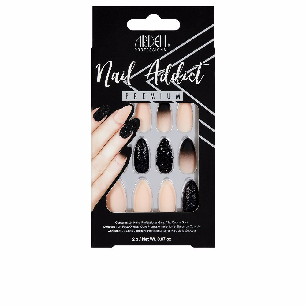 Ardell NAIL ADDICT black stud & pink ombre 1 u