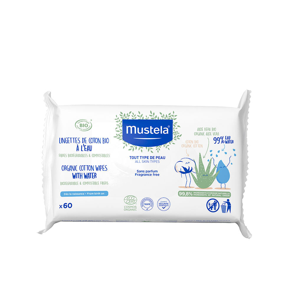 Mustela BIO BABY cotton water wipes 60 units