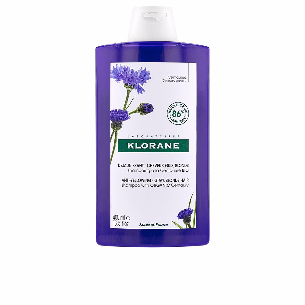 Klorane A LA CENTAUREA BIO champú antiamarilleo cabello gris y rubio 400 ml