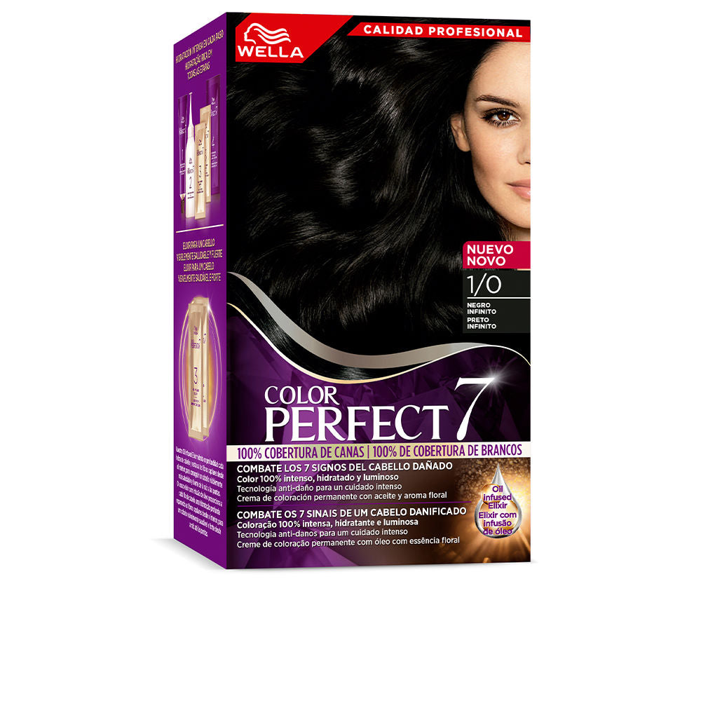 Wella Color Perfect 7 WELLA COLOR PERFECT 7 100% cobertura de canas #1/0-negro infinito