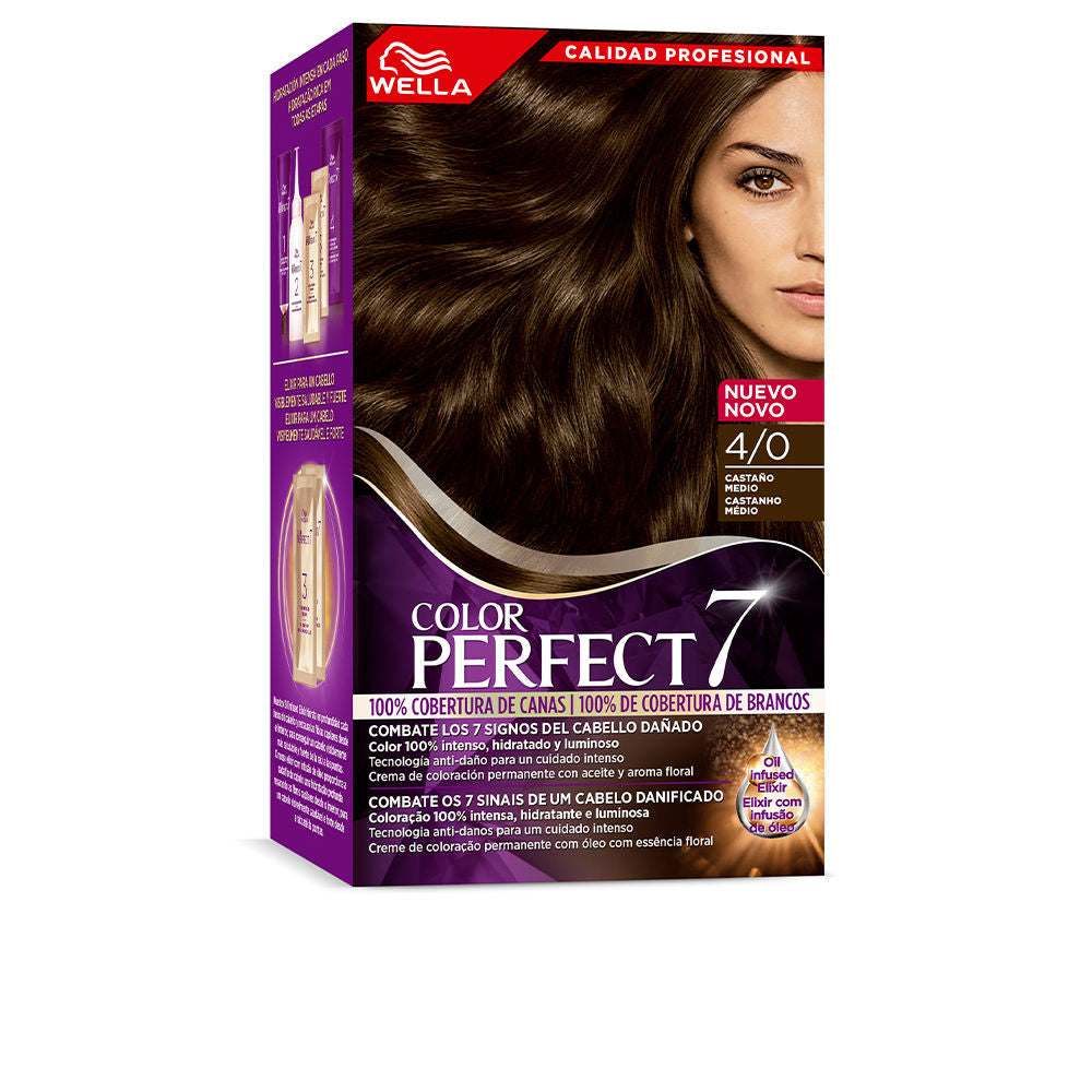 Wella Color Perfect 7 WELLA COLOR PERFECT 7 100% cobertura de canas #4/0-castaño medio