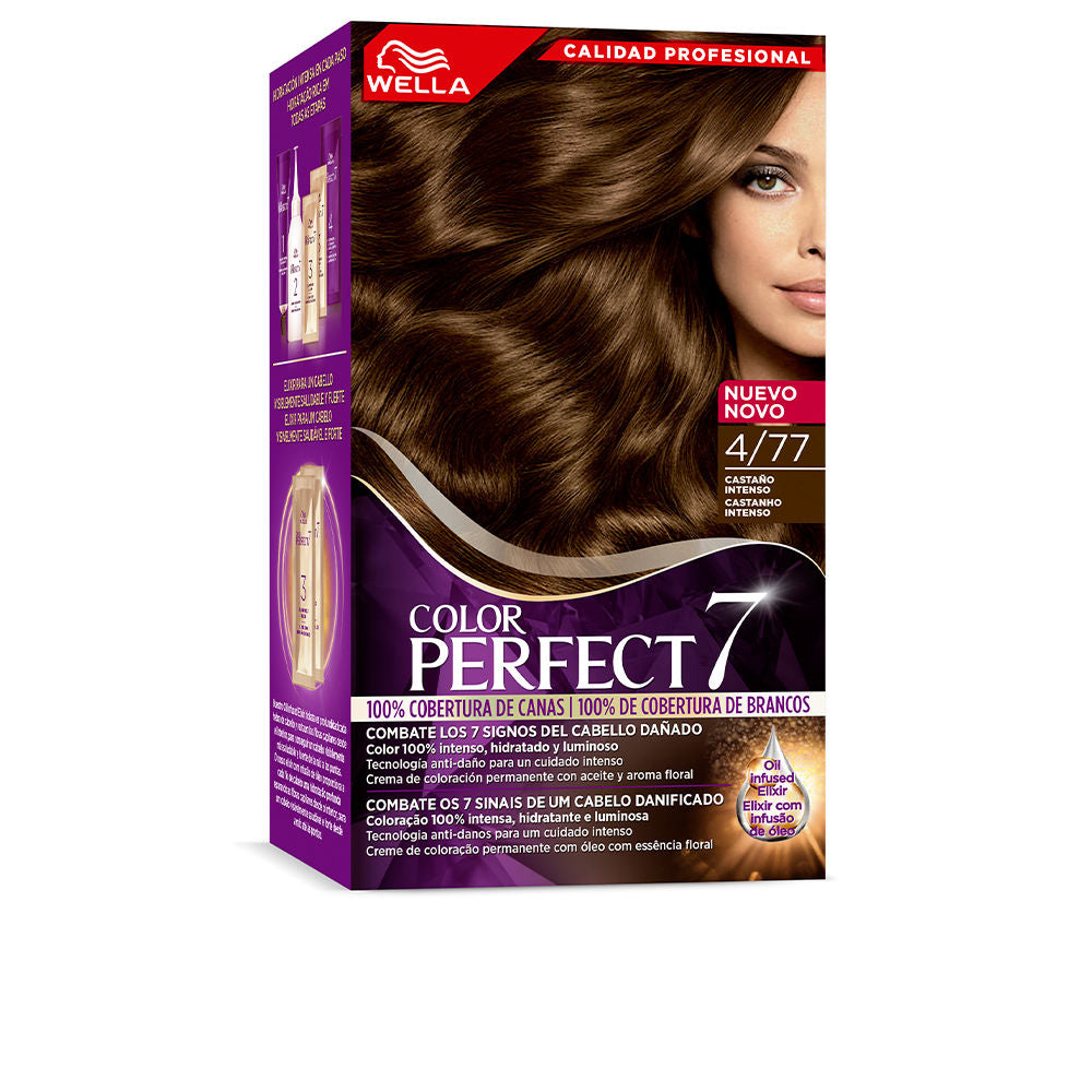 Wella Color Perfect 7 WELLA COLOR PERFECT 7 100% cobertura de canas #4/77-castaño aterciopelado