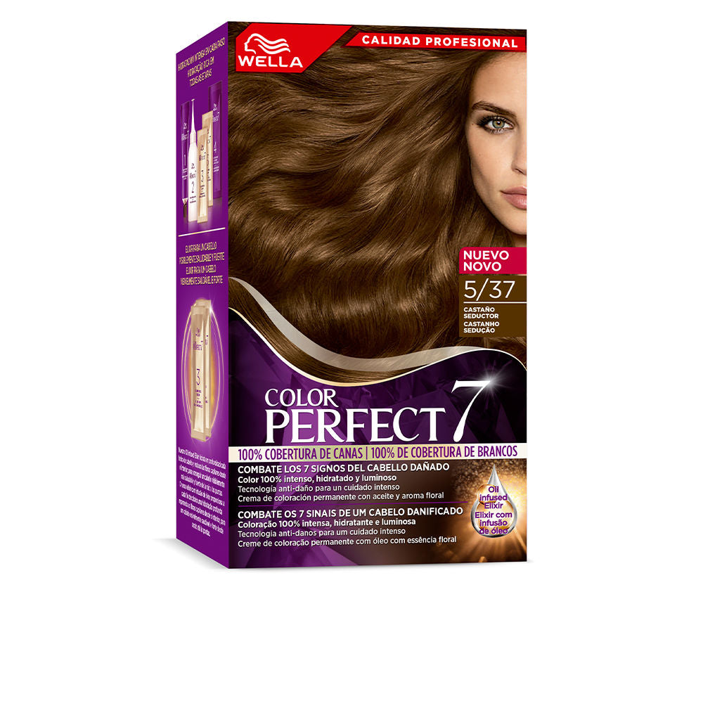 Wella Color Perfect 7 WELLA COLOR PERFECT 7 100% cobertura de canas #5/37-castaño seductor