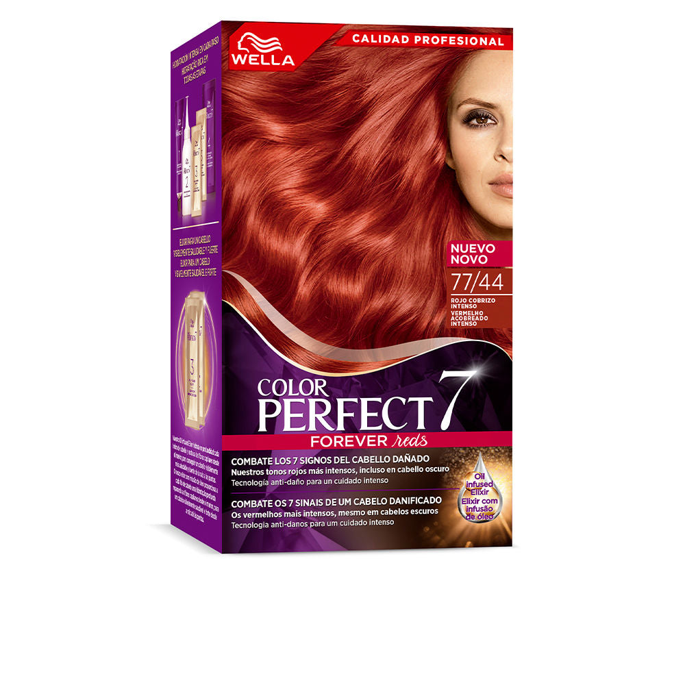 Wella Color Perfect 7 WELLA COLOR PERFECT 7 100% cobertura de canas #77/44-rojo cobrizo Intenso