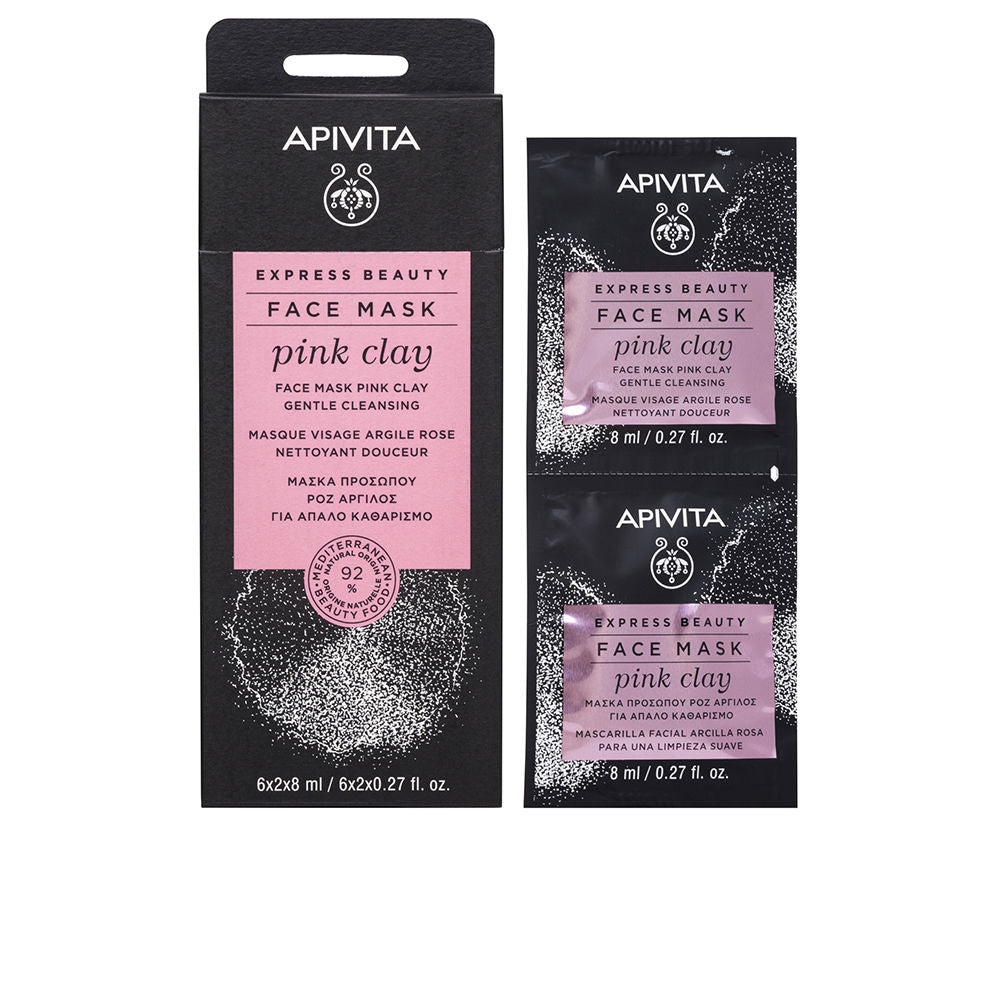 Apivita Express Beauty Mascarilla facial limpieza suave con arcilla rosa 2 x 8 ml