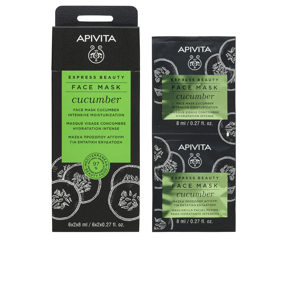 Apivita Express Beauty  Mascarilla facial hidratante intensiva con pepino 2 x 8 ml