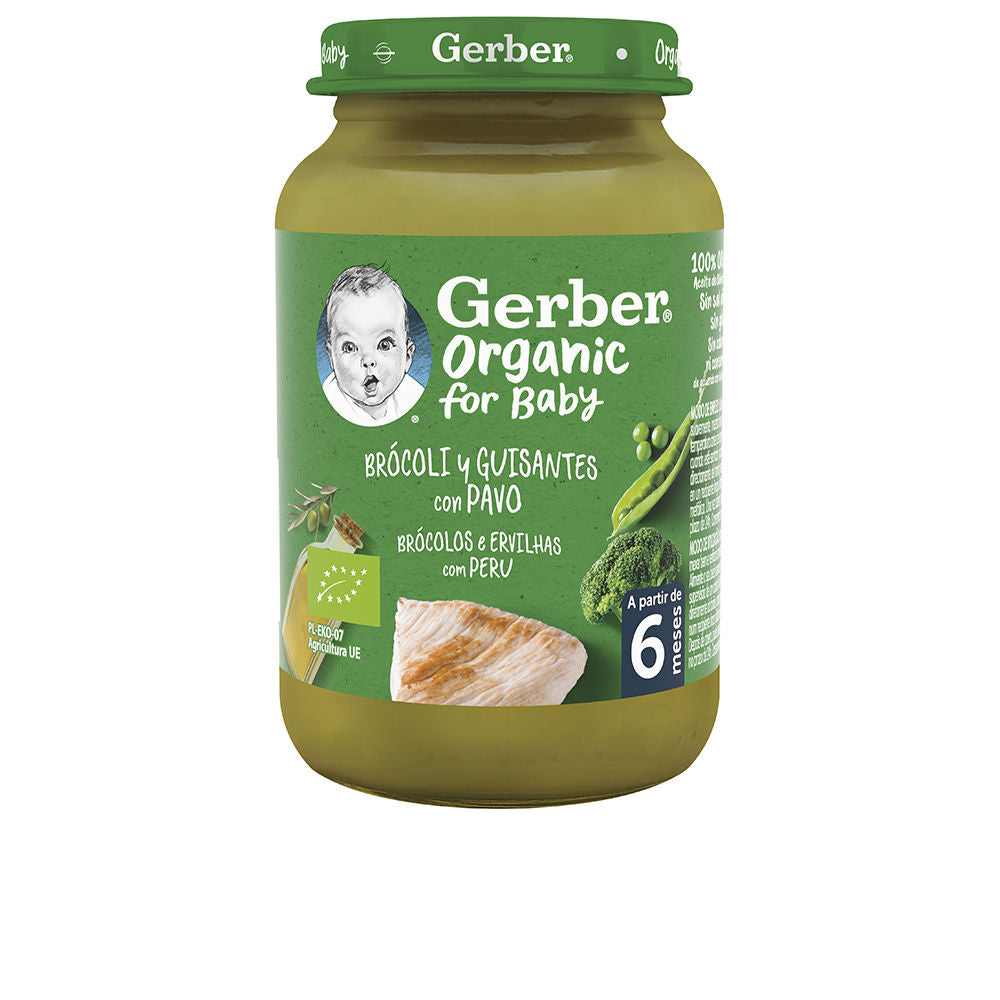 Gerber ORGANIC puré #brócoli y guisantes con pavo 190 gr