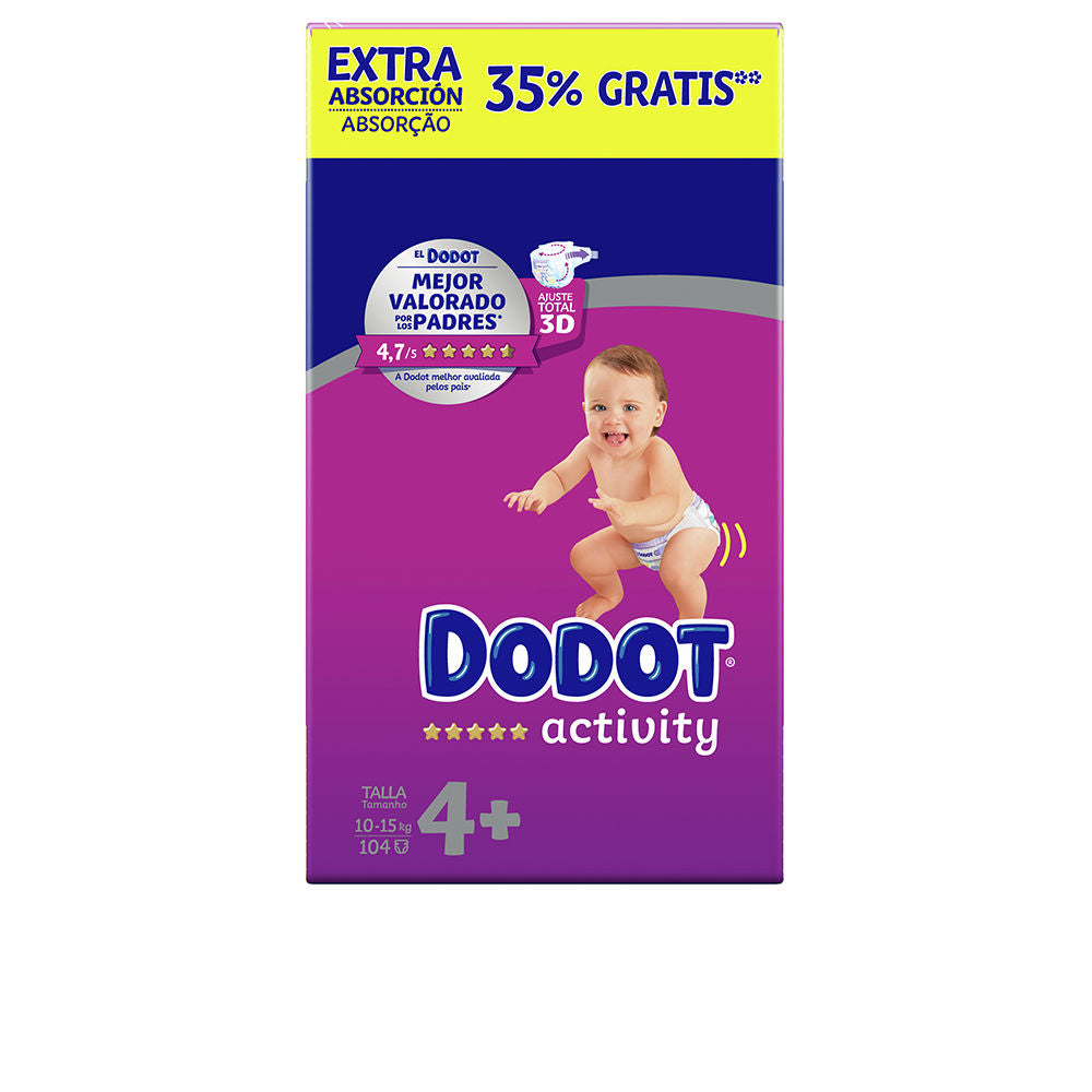 Dodot DODOT ACTIVITY EXTRA talla 4+ pañales 10-15 kg 104 u