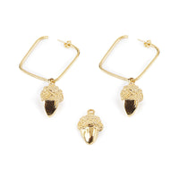 Shabama SQUARE ACORN earrings #shiny gold 1 u