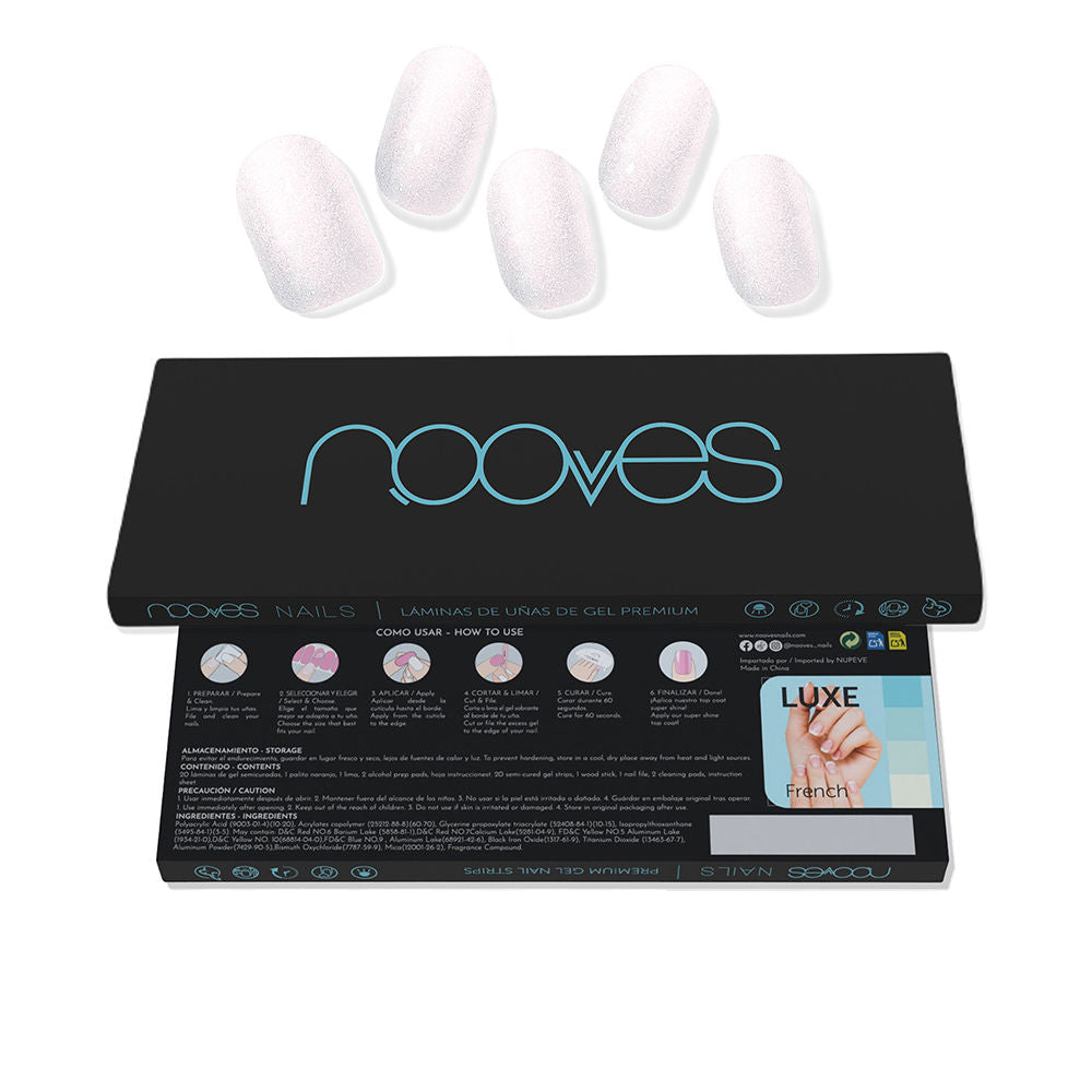 Nooves Premium Perlé GEL NAIL SHEETS luxe cat #pearl white 20 u