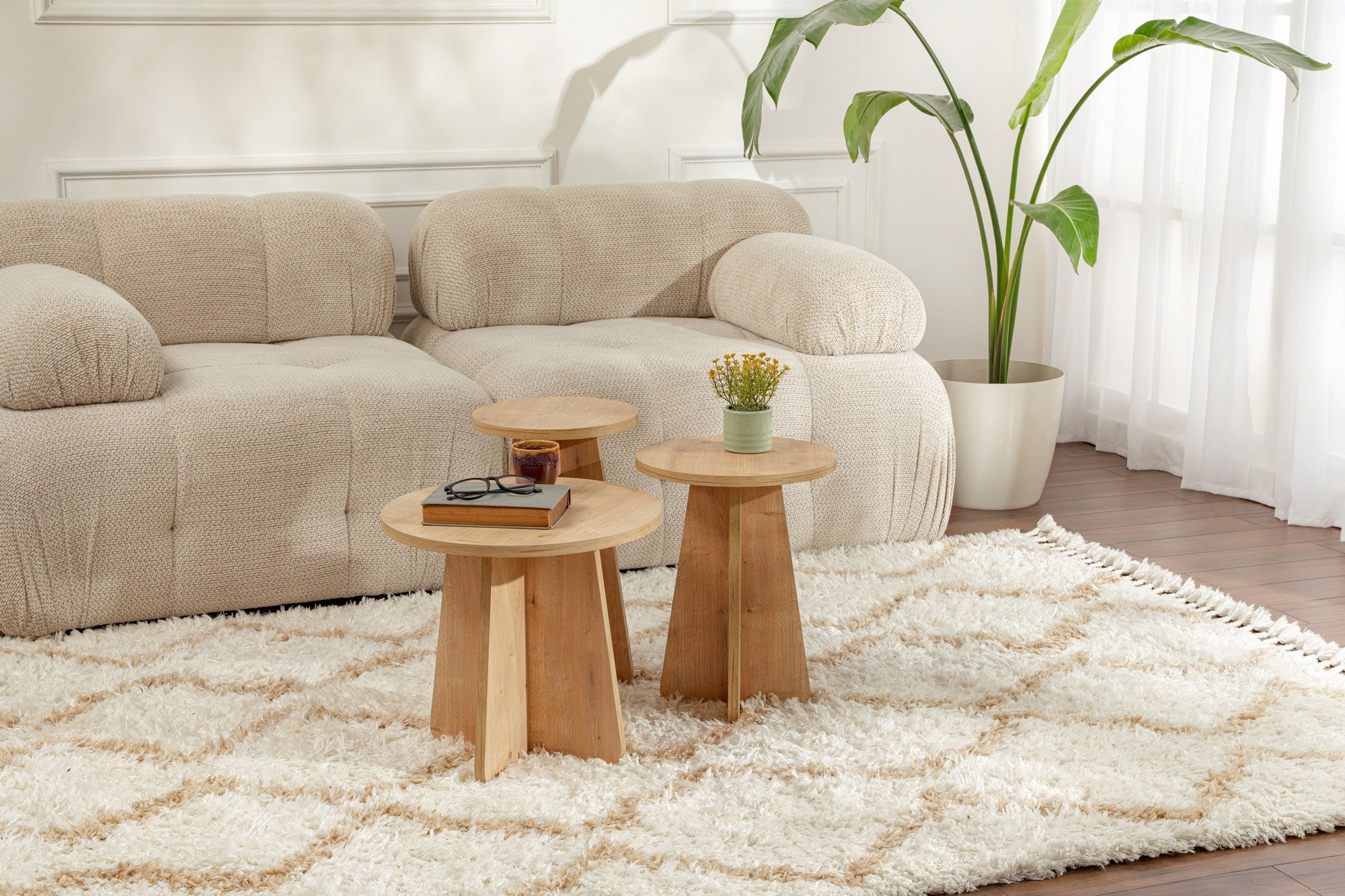Lume - Sapphire Oak Nesting Table (3 Pieces)