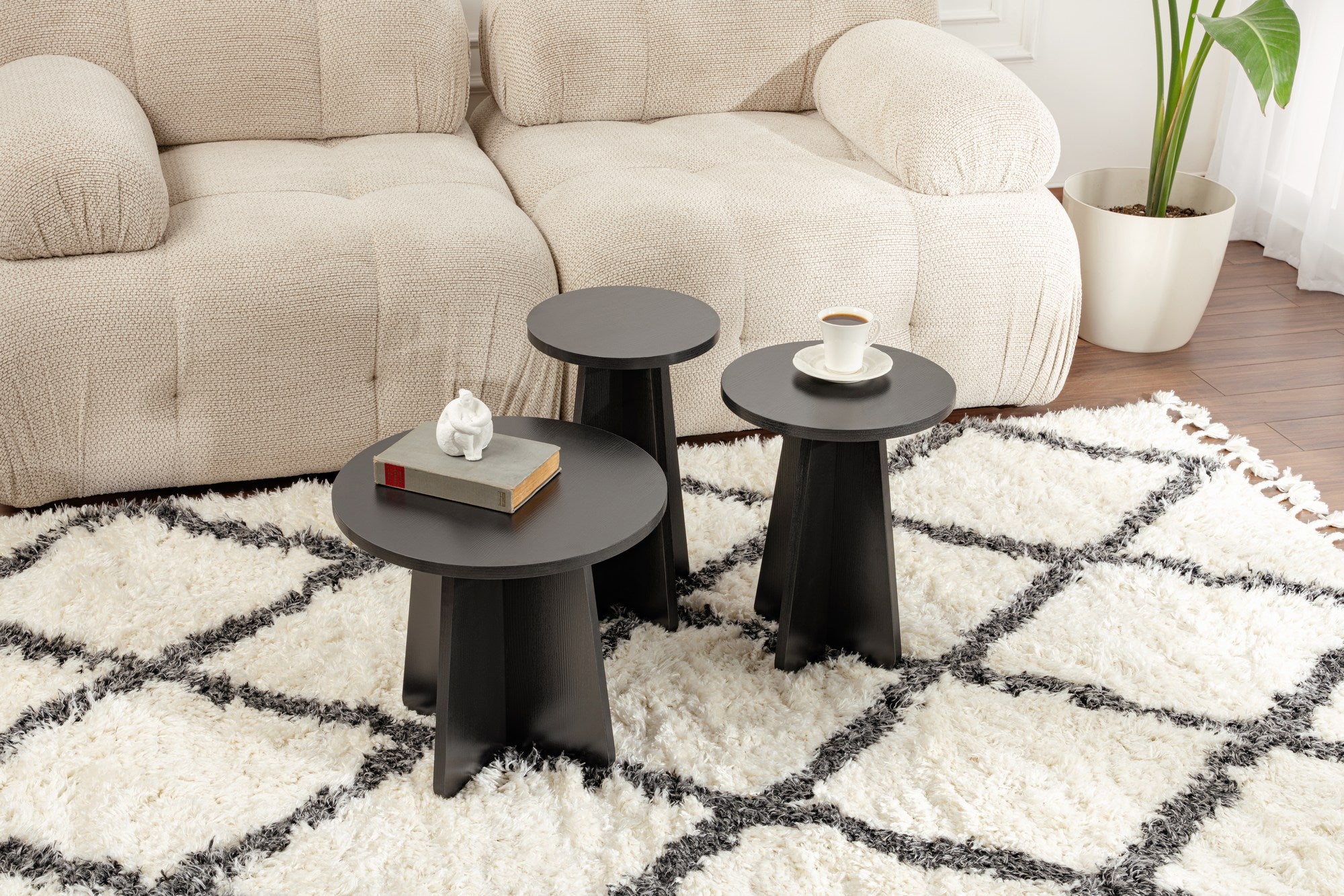 Lume - Wood Black Nesting Table (3 Pieces)