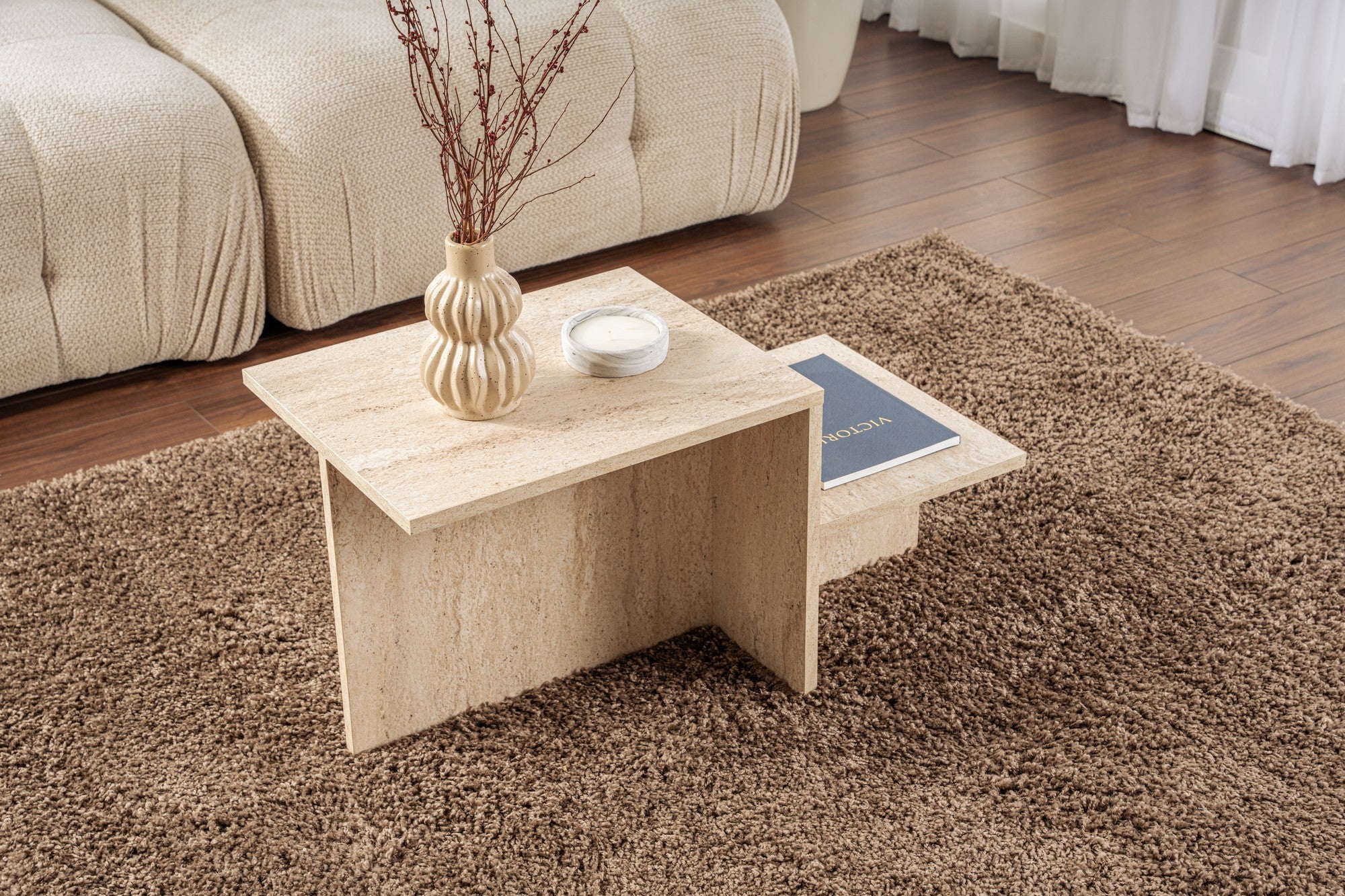 Harmony - Travertine Kaffe Bord