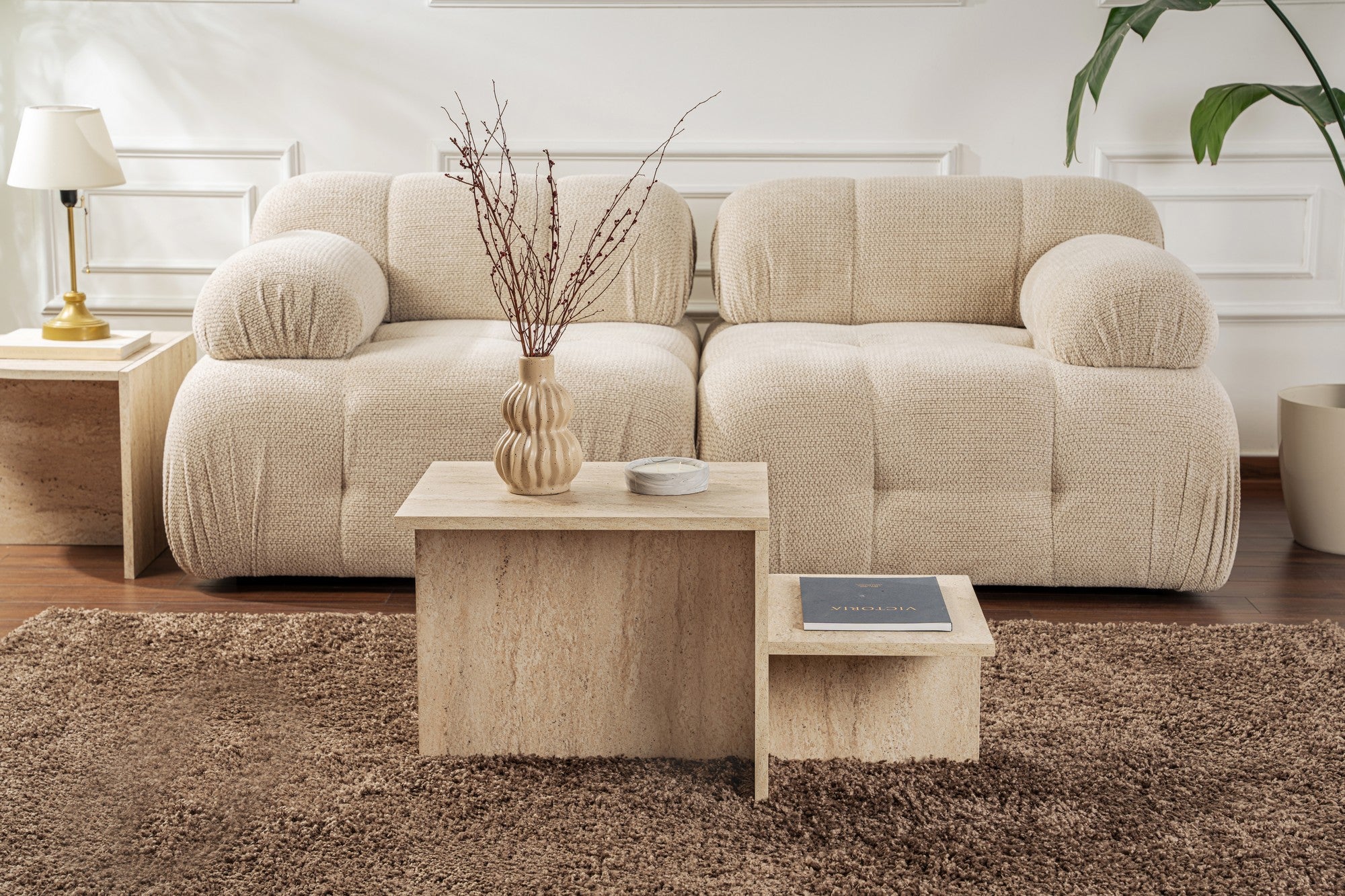 Harmony - Travertine Kaffe Bord