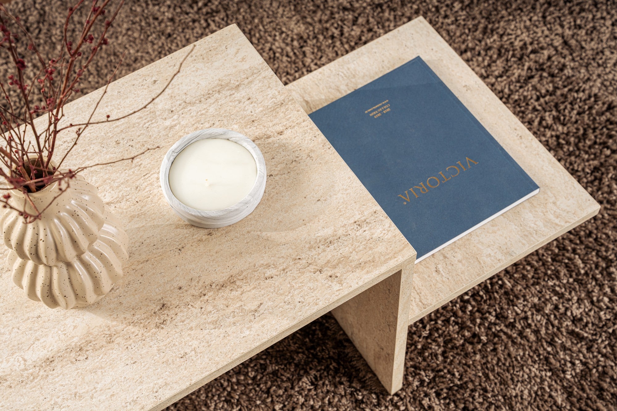 Harmony - Travertine Kaffe Bord