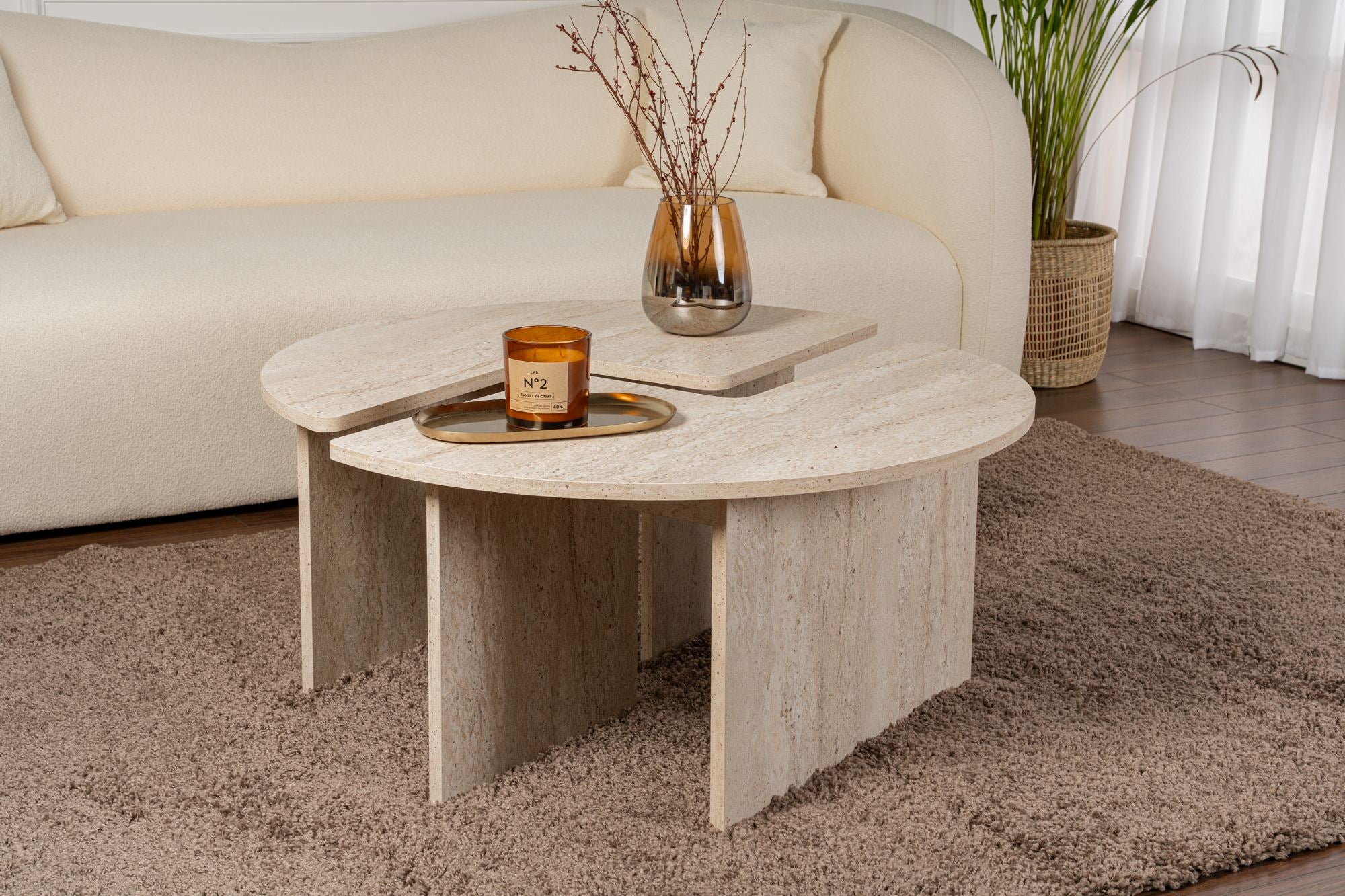 Moira - Travertin Kaffe Bord
