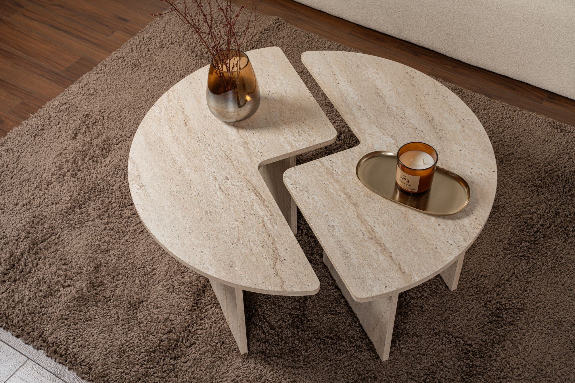 Moira - Travertin Kaffe Bord