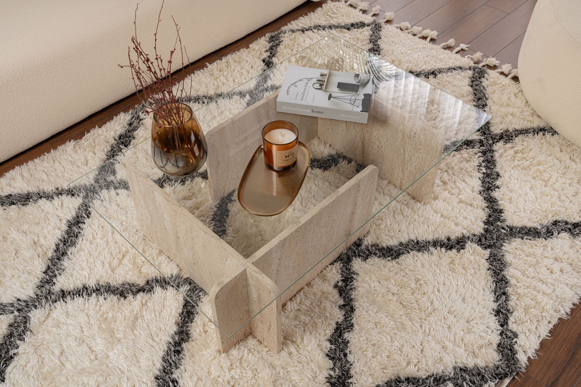 Flavio - Travertin Kaffe Bord