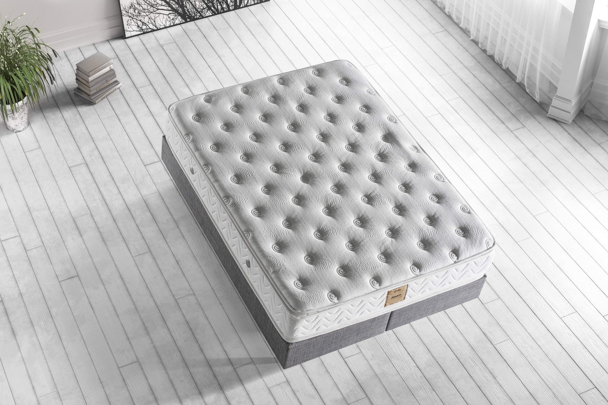 Dröm 200x200 cm Dubbelstorlek Lyxig Medium Fast Dubbel Vadderad Madrass Madrass