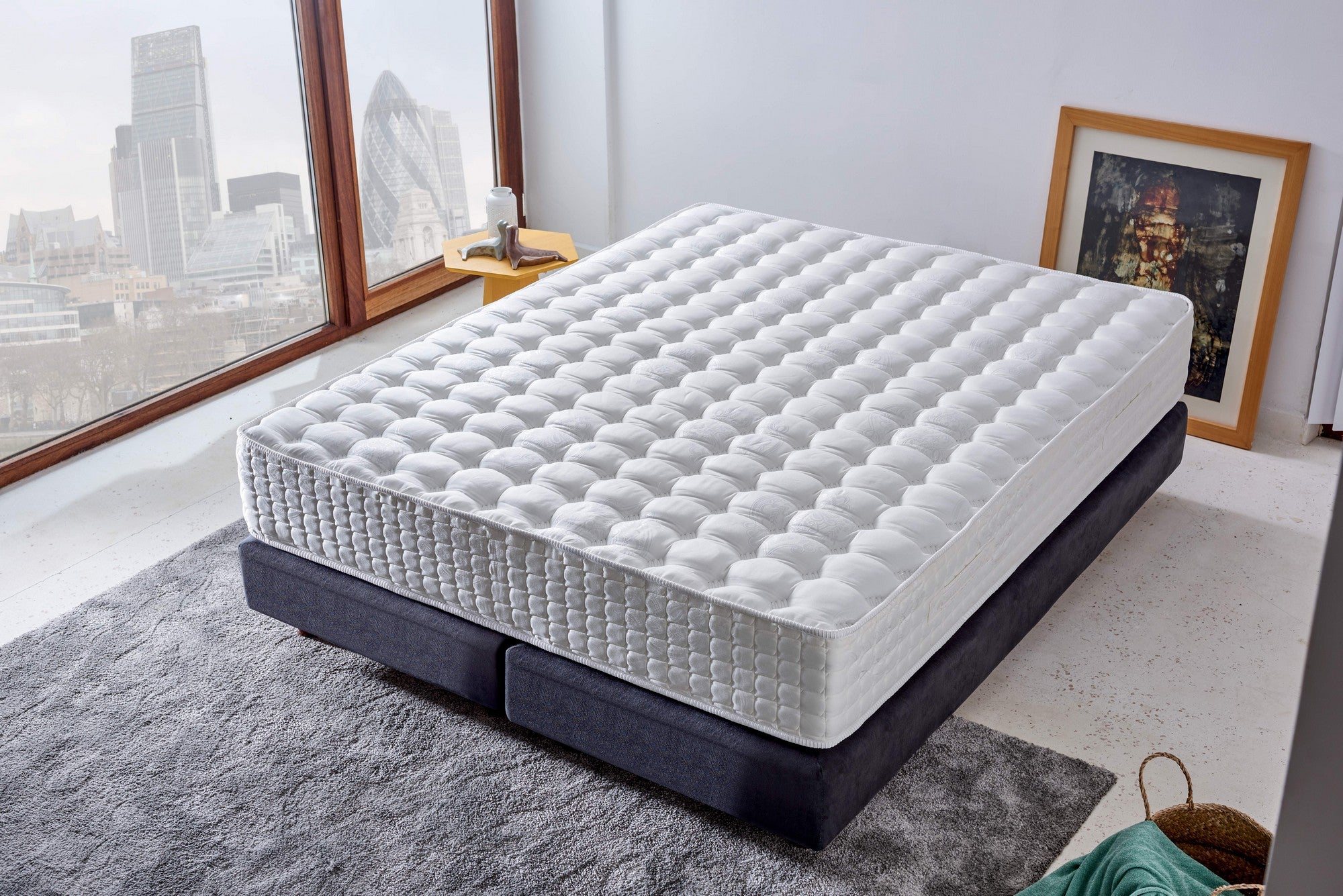 London 200x200 cm Dubbelstorlek FR Tyg PocketSpring Lyxig Madrass Madrass