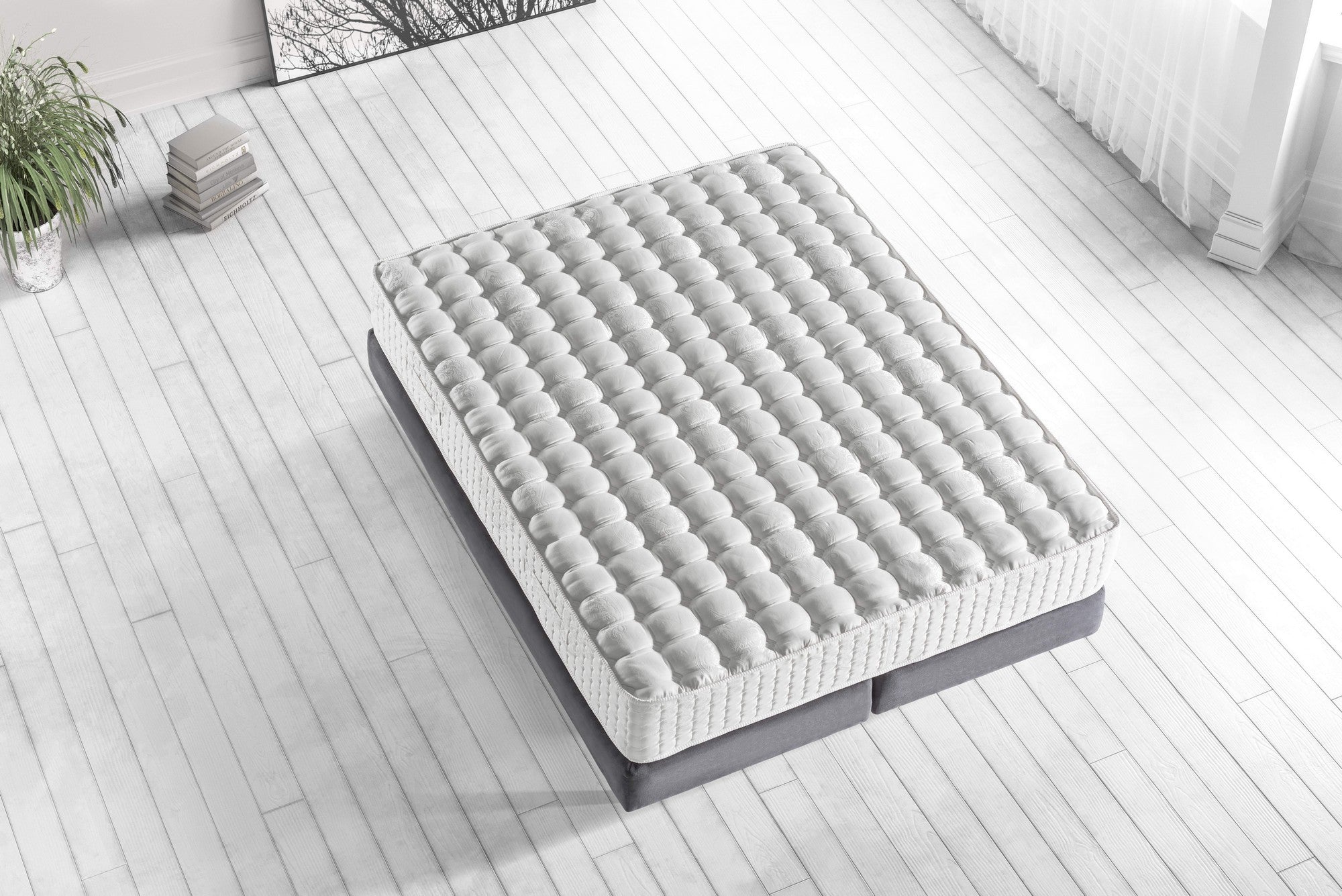 London 200x200 cm Dubbelstorlek FR Tyg PocketSpring Lyxig Madrass Madrass