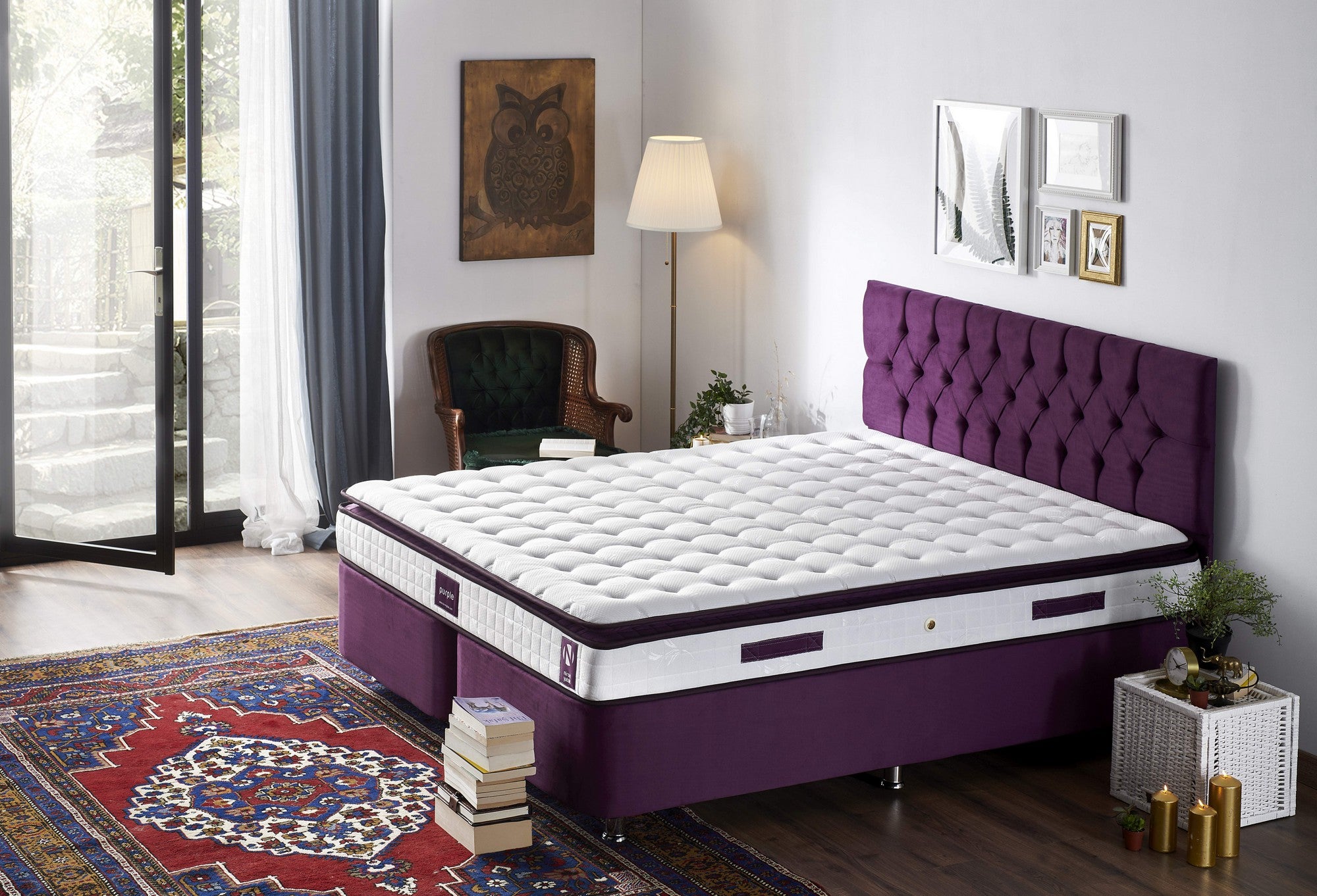Purple 140x190 cm Dubbelstorlek Vadderad Mjuk Madrass Madrass