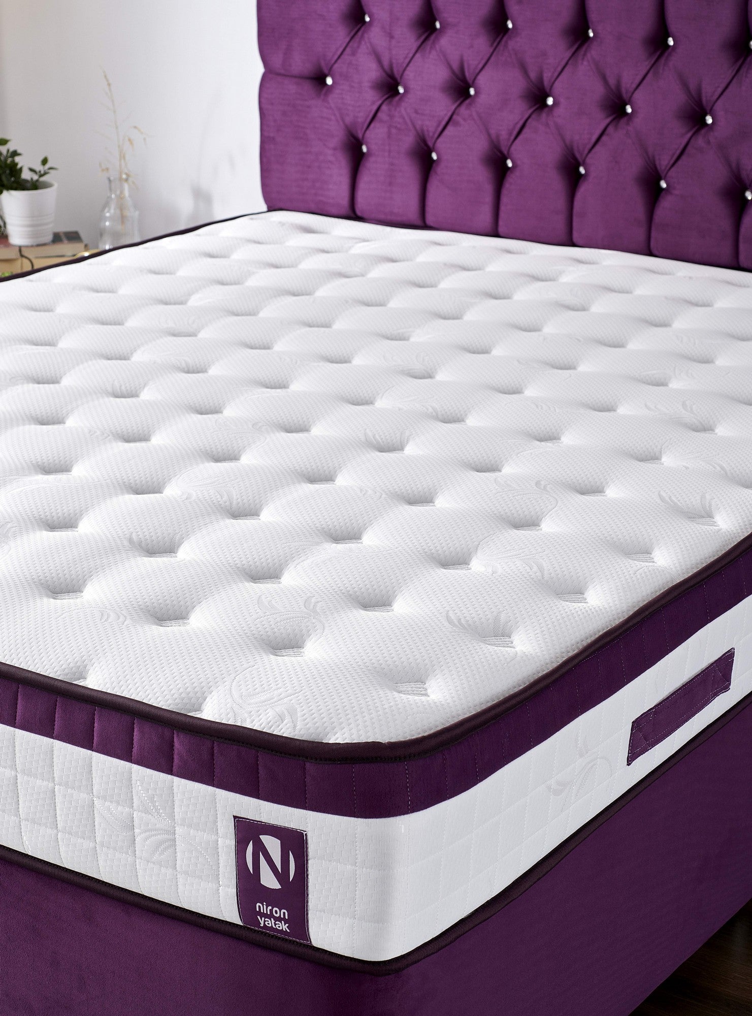 Violett 200x200 cm Dubbelsäng Medelhård Sängmatta Sängmatta