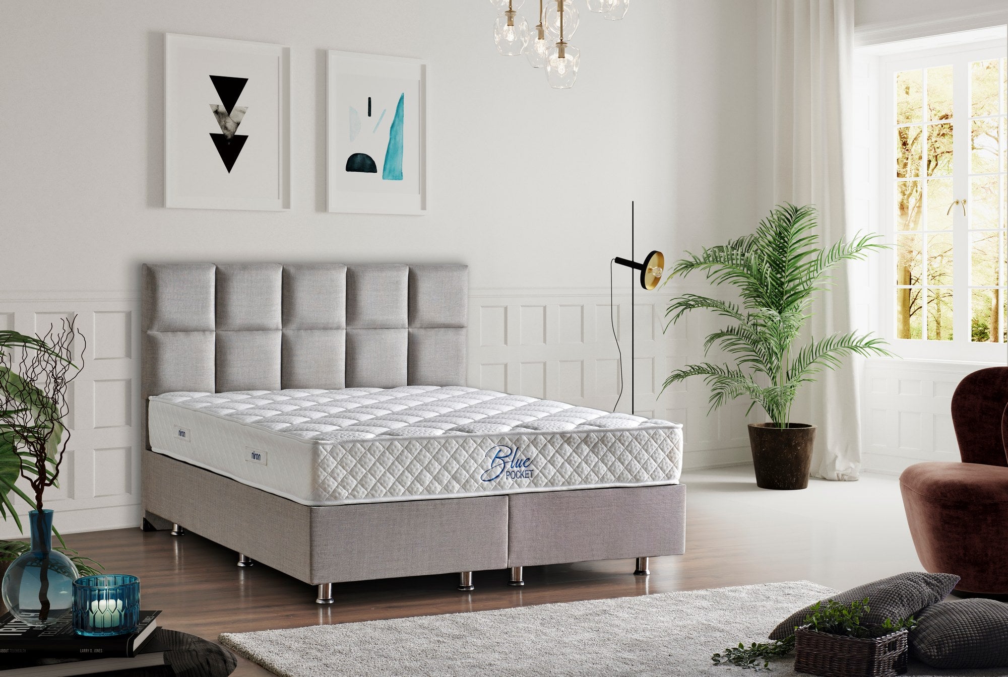 Blå Pocket RollPack 180x200 Dubbelsäng Madrass