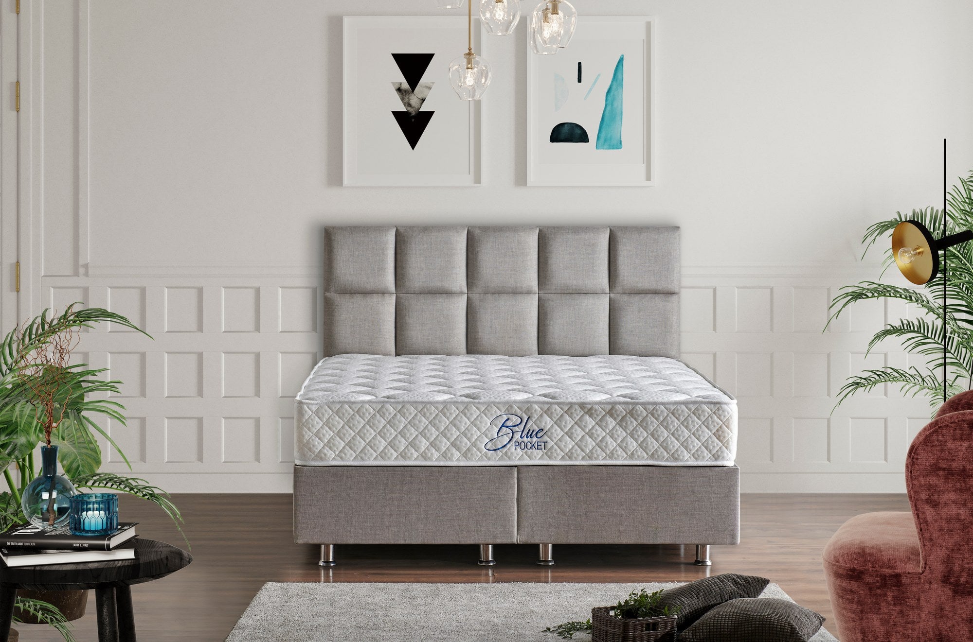 Blå Pocket RollPack 180x200 Dubbelsäng Madrass