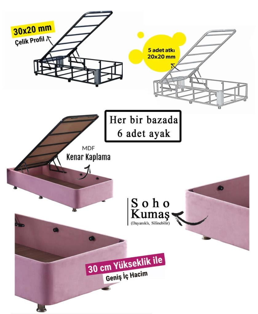 Pinky Singel - 100x200 Enkel Sängbas