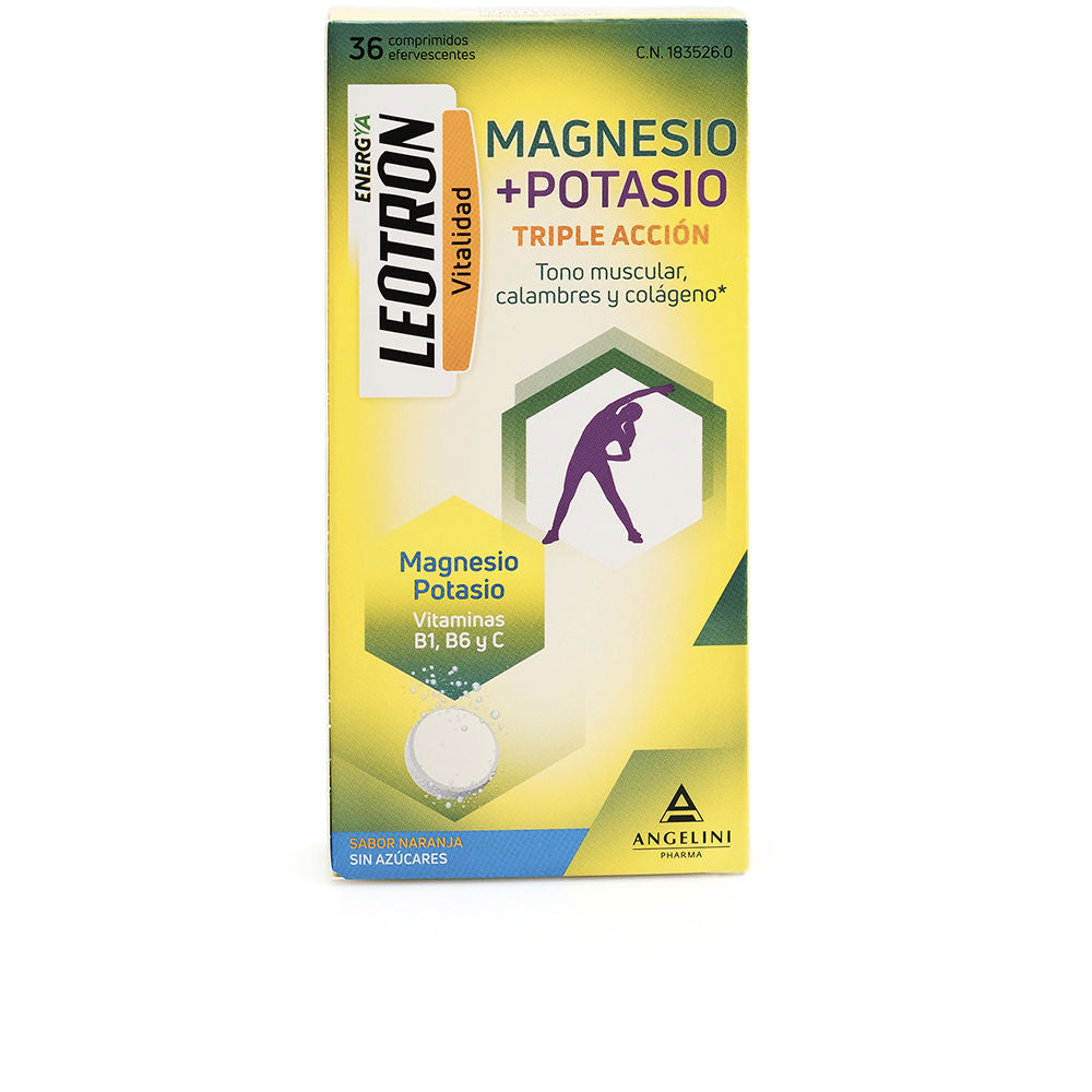 Leotron MAGNESIUM + POTASSIUM ENERGY triple action effervescent tablets #Orange 36 u