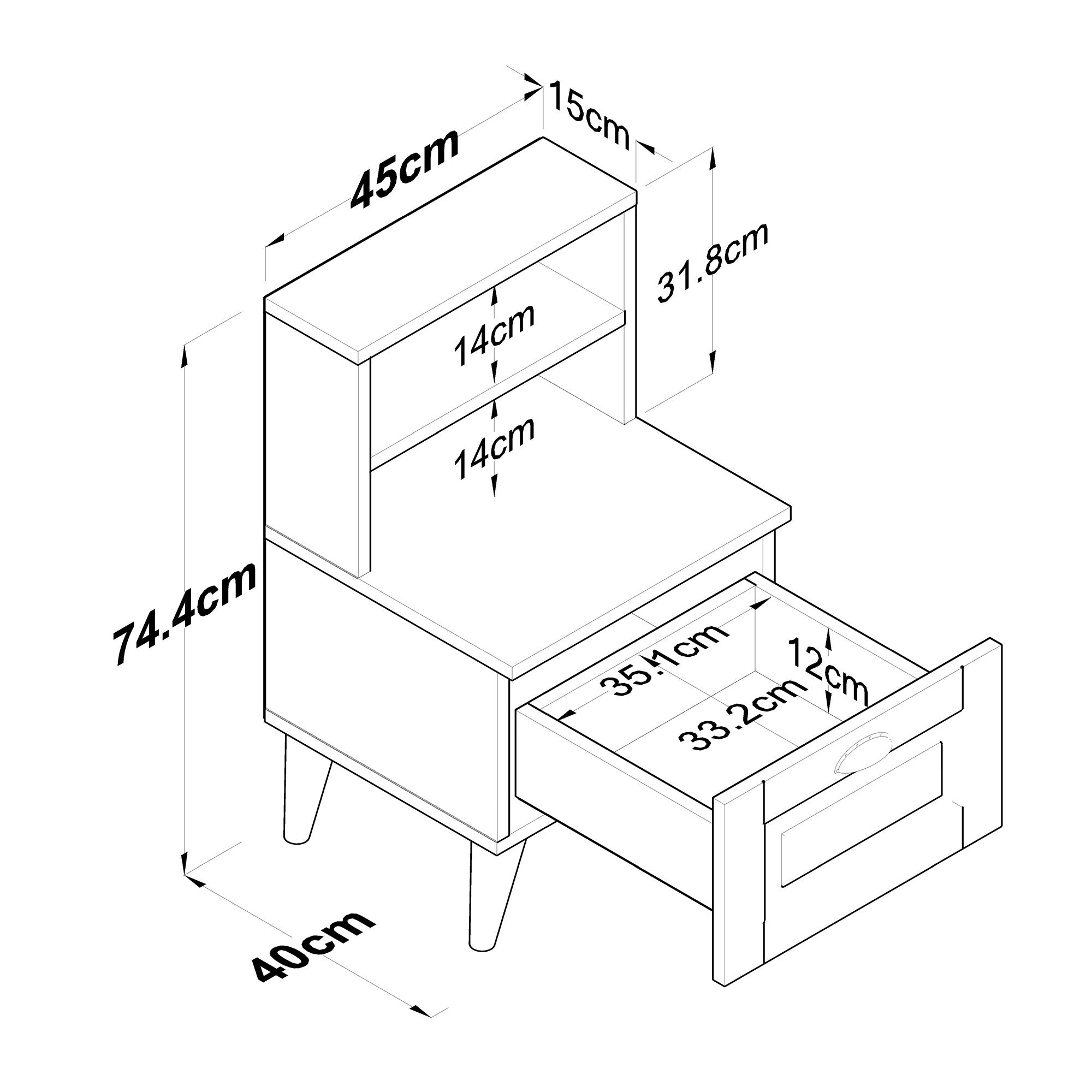 BD105 - 2786 - Valnöt Nattduksbord